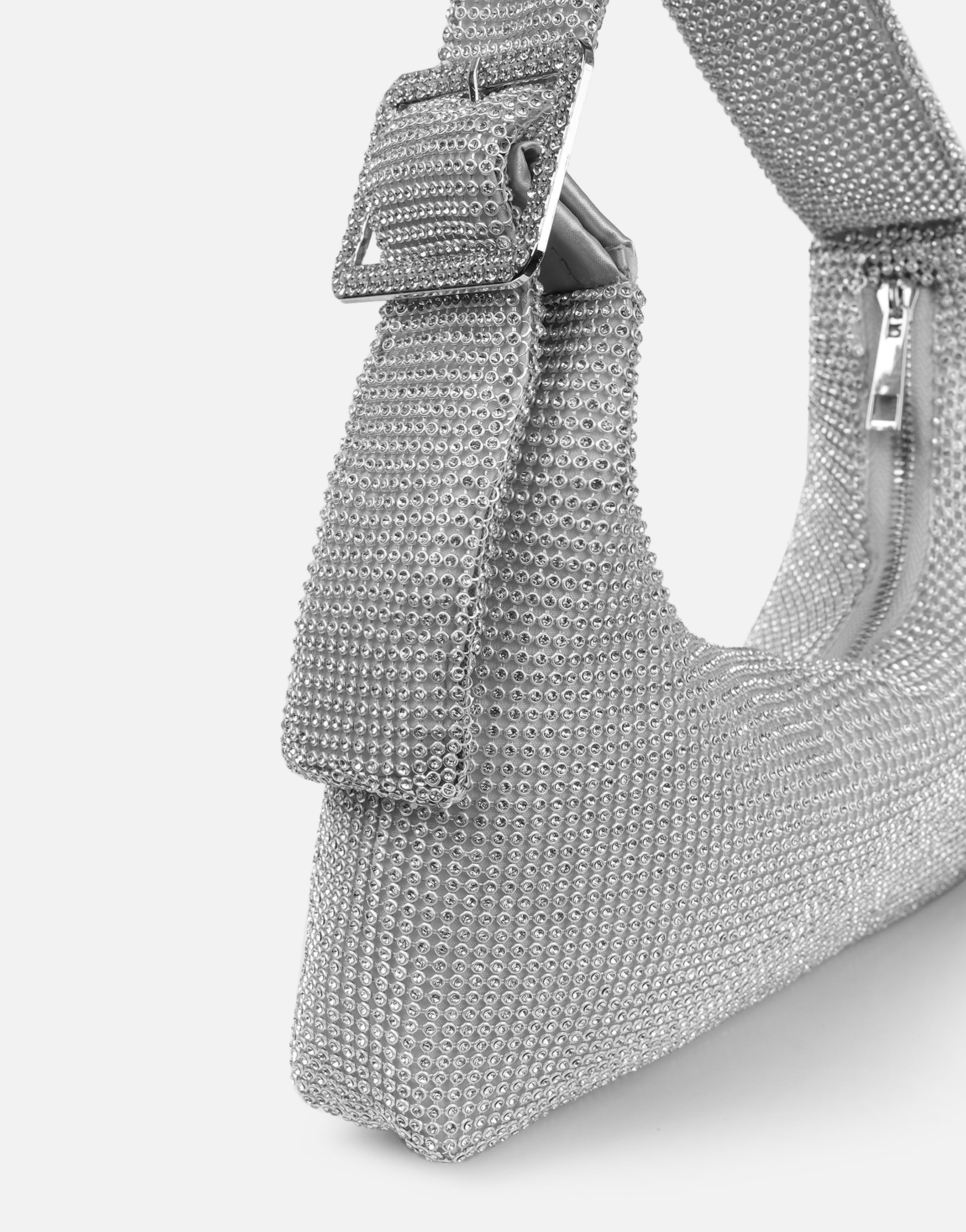 Alessa Silver Diamante Shoulder Bag
