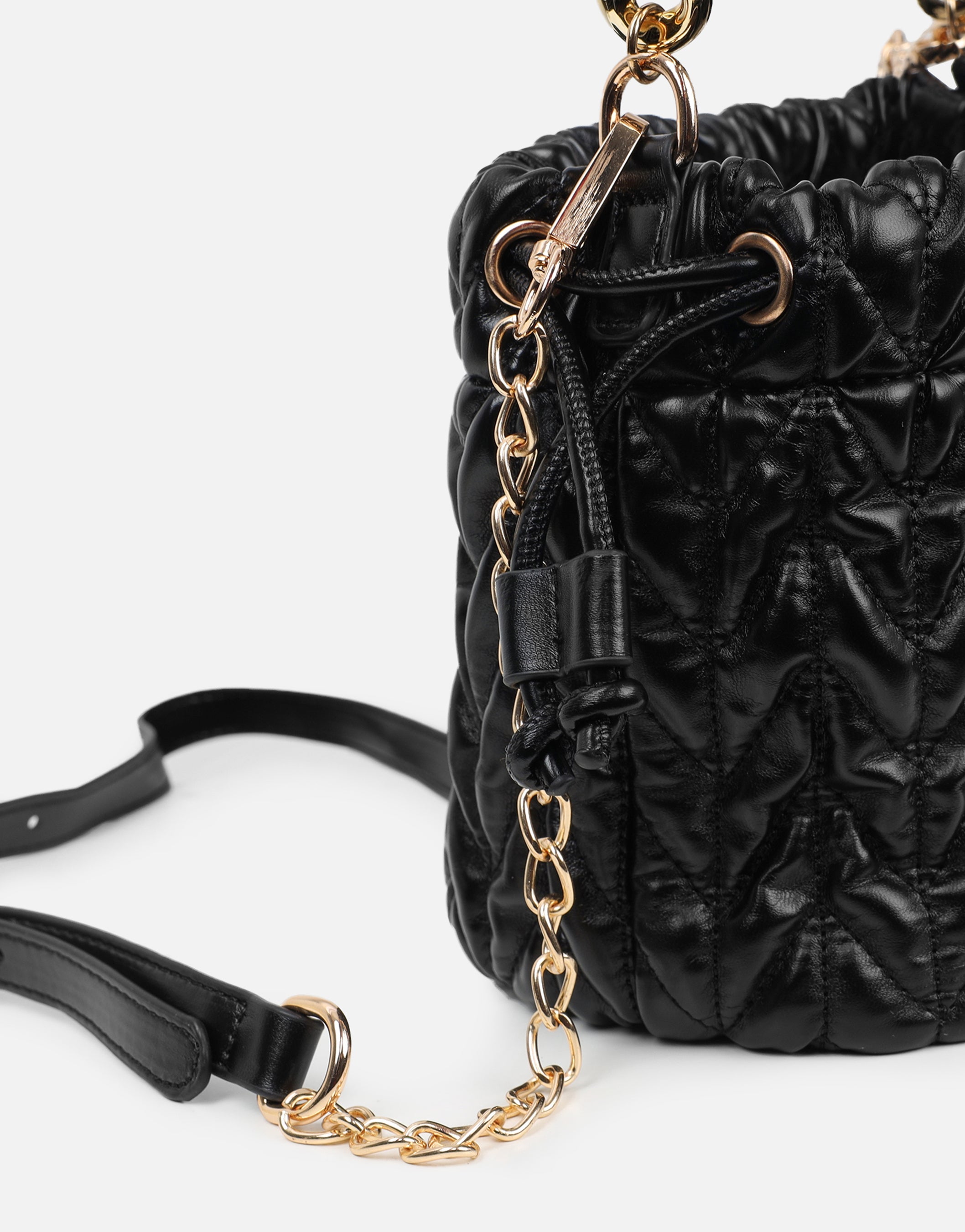 Amanza Black Mini Chain Bucket Bag