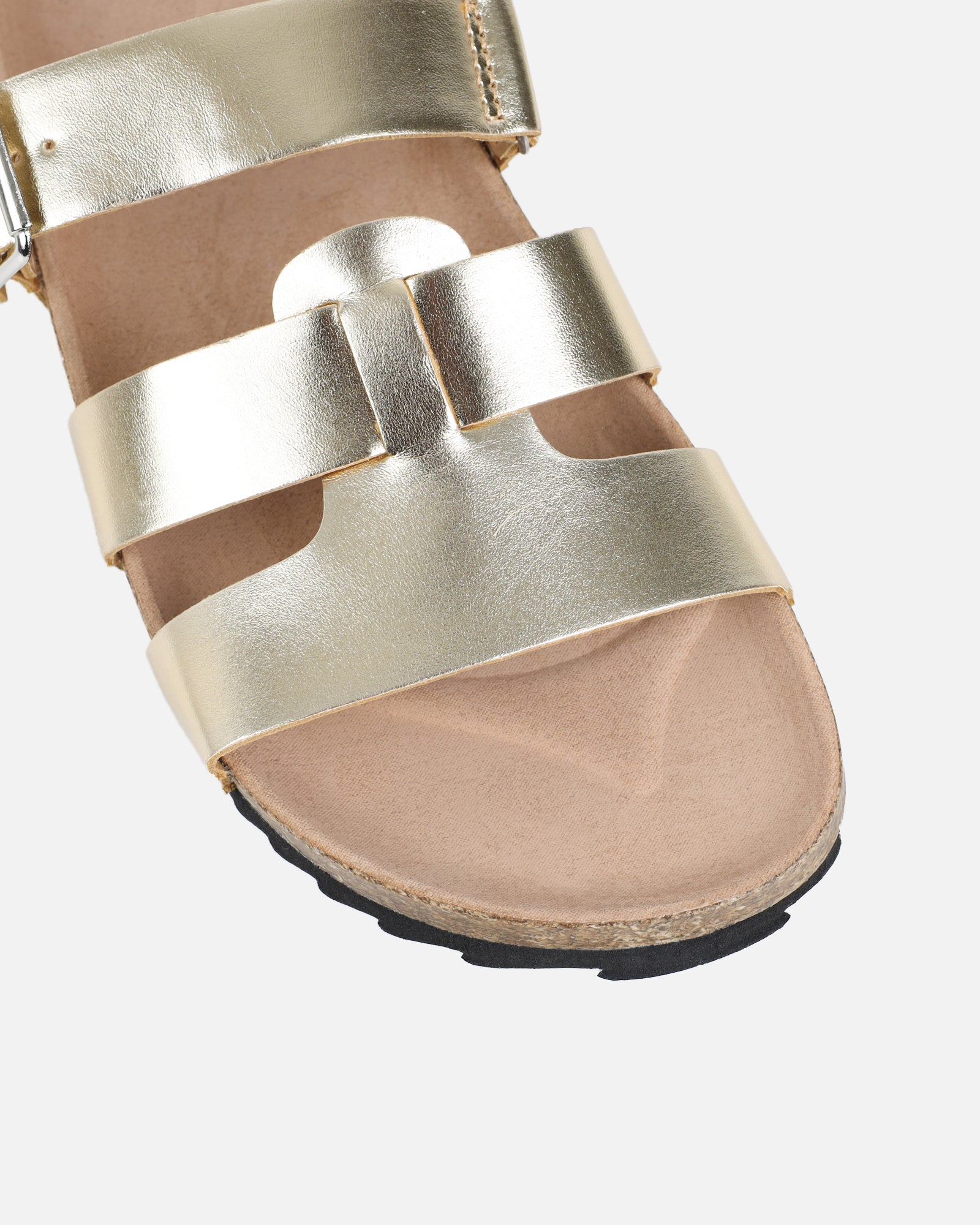 Amia Gold Metallic Slip on Footbed Slides