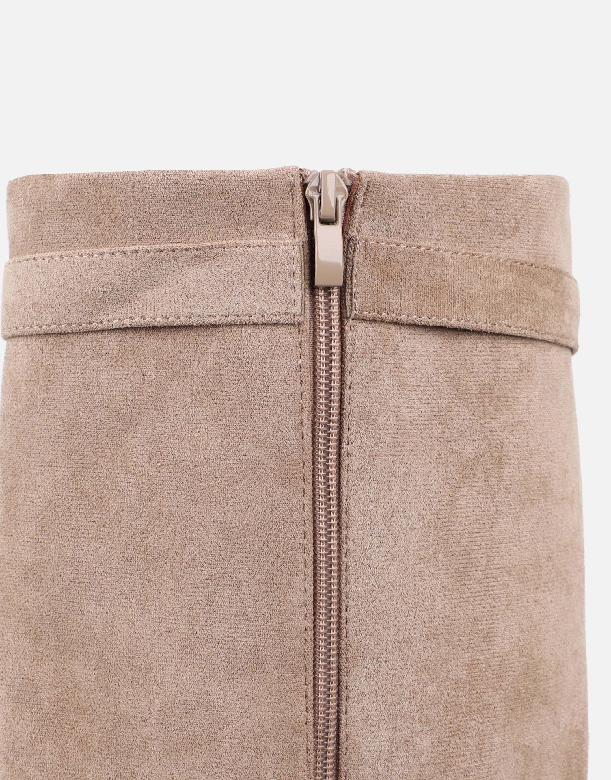 Anais Taupe Microfibre Foldover Buckle Detail Heeled Boots