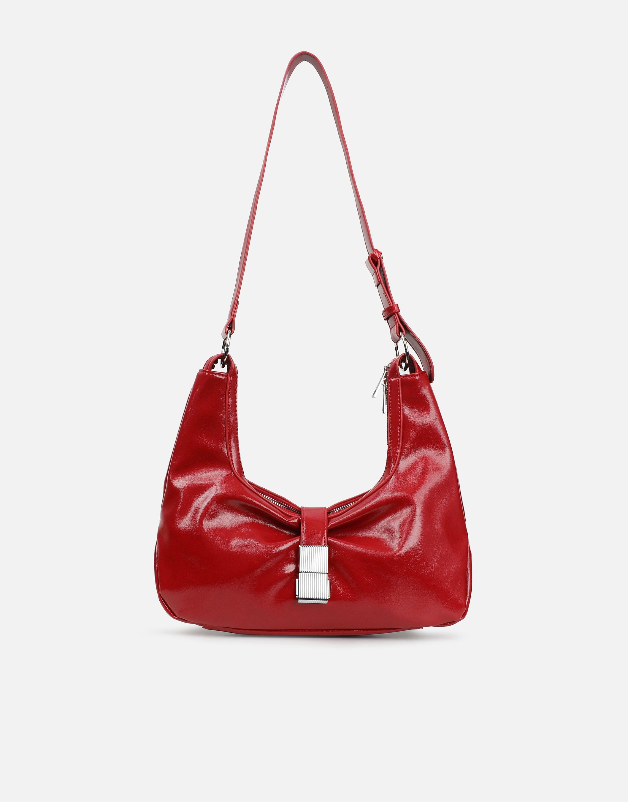 Asher Red Buckle Detail Shoulder Bag
