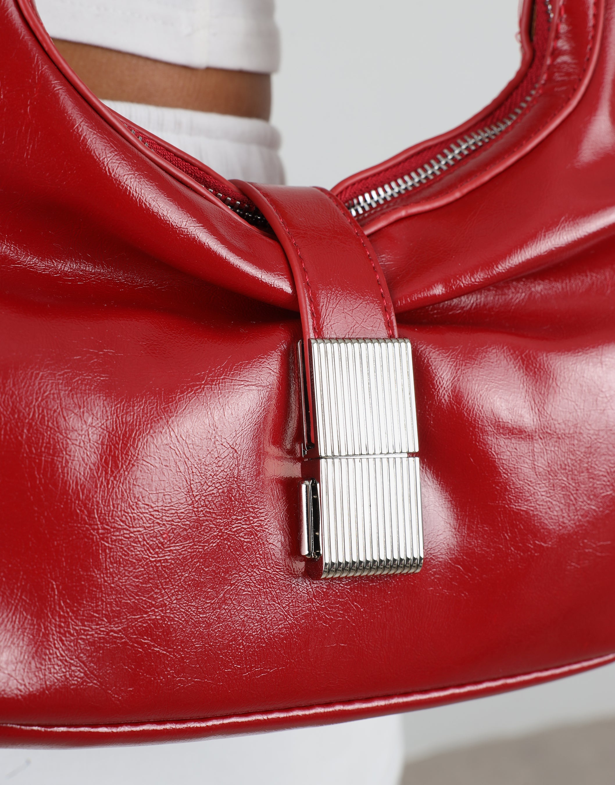 Asher Red Buckle Detail Shoulder Bag