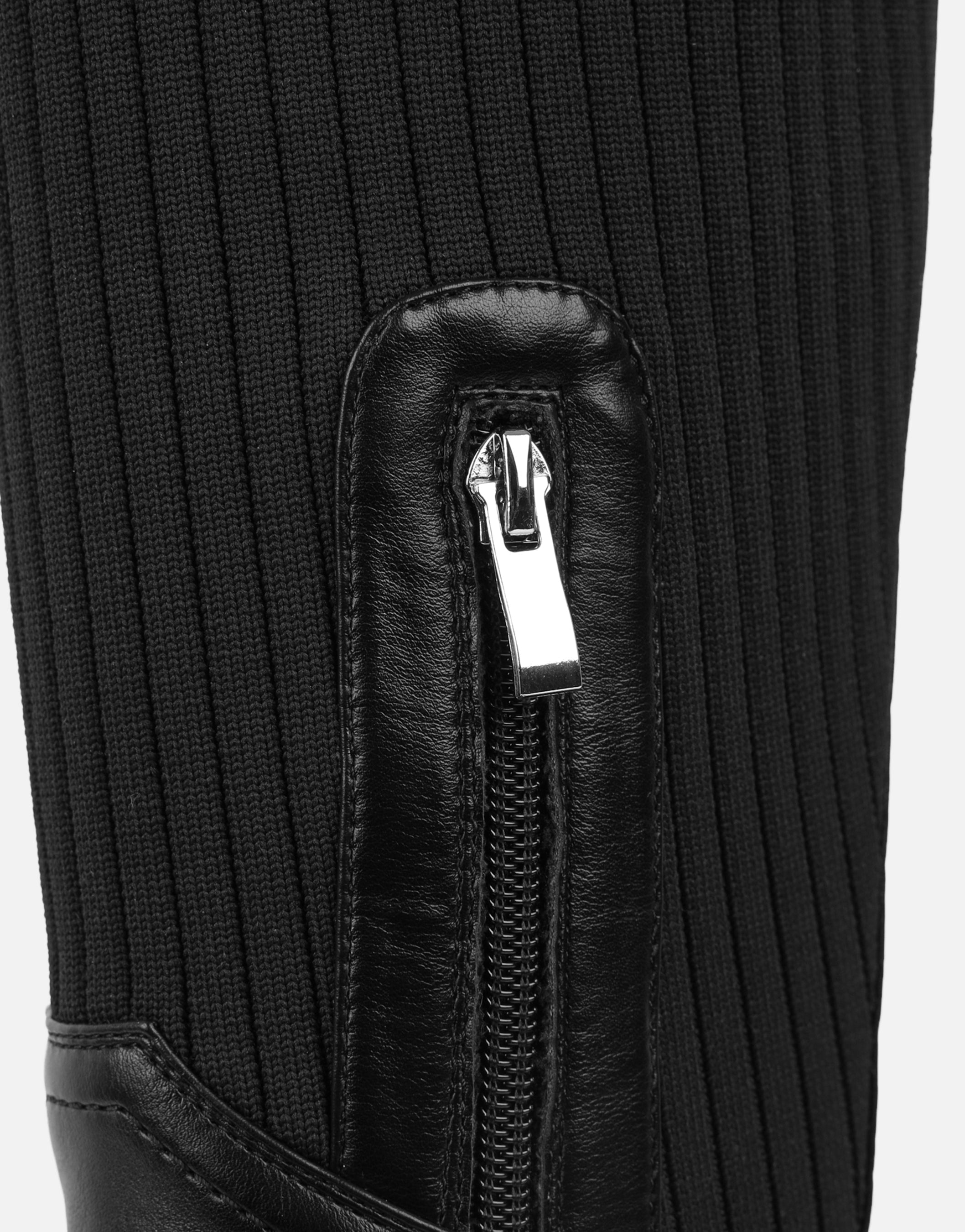 Kenneth Black Knit Knee High Chunky Boots