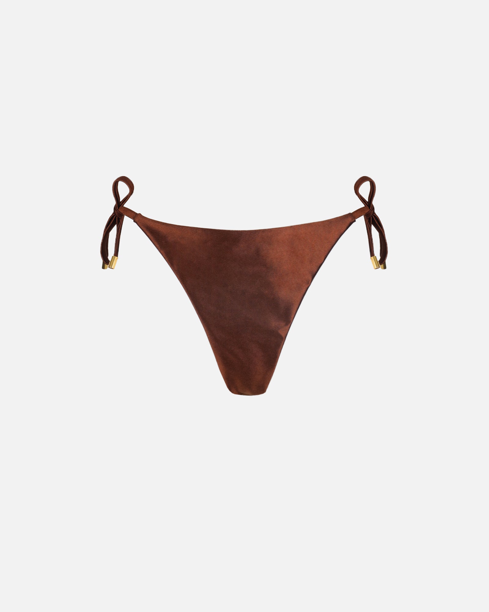 Bella Chocolate Satin Tie Waist Bikini Bottoms