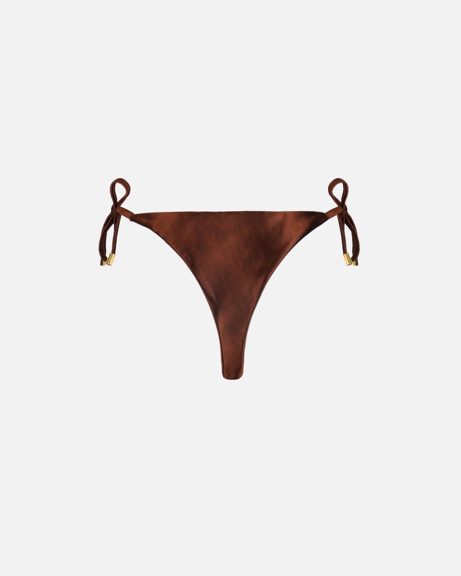 Bella Chocolate Satin Tie Waist Bikini Bottoms