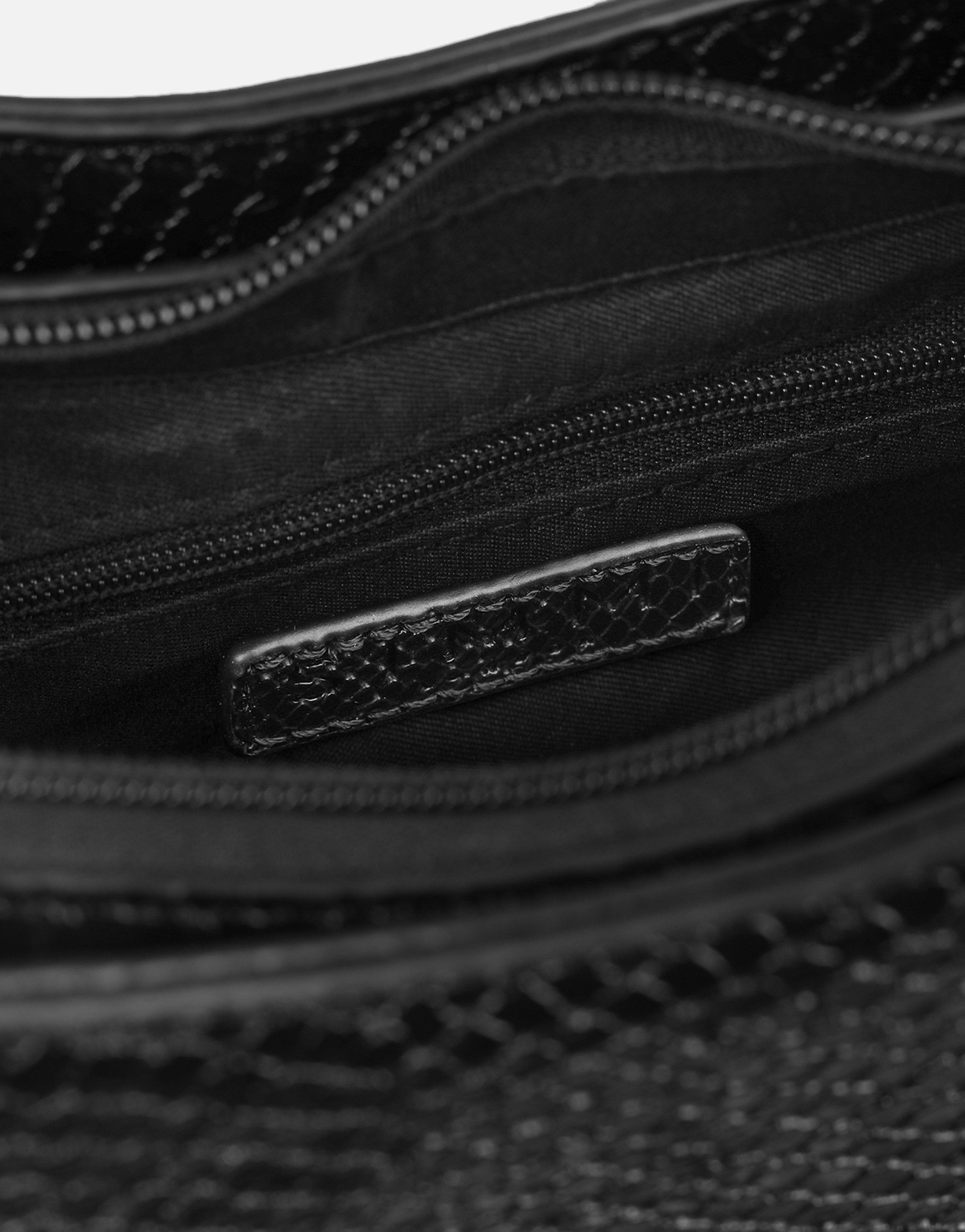 Carmine Black Snake Effect Diamante Cross Chain Shoulder Bag