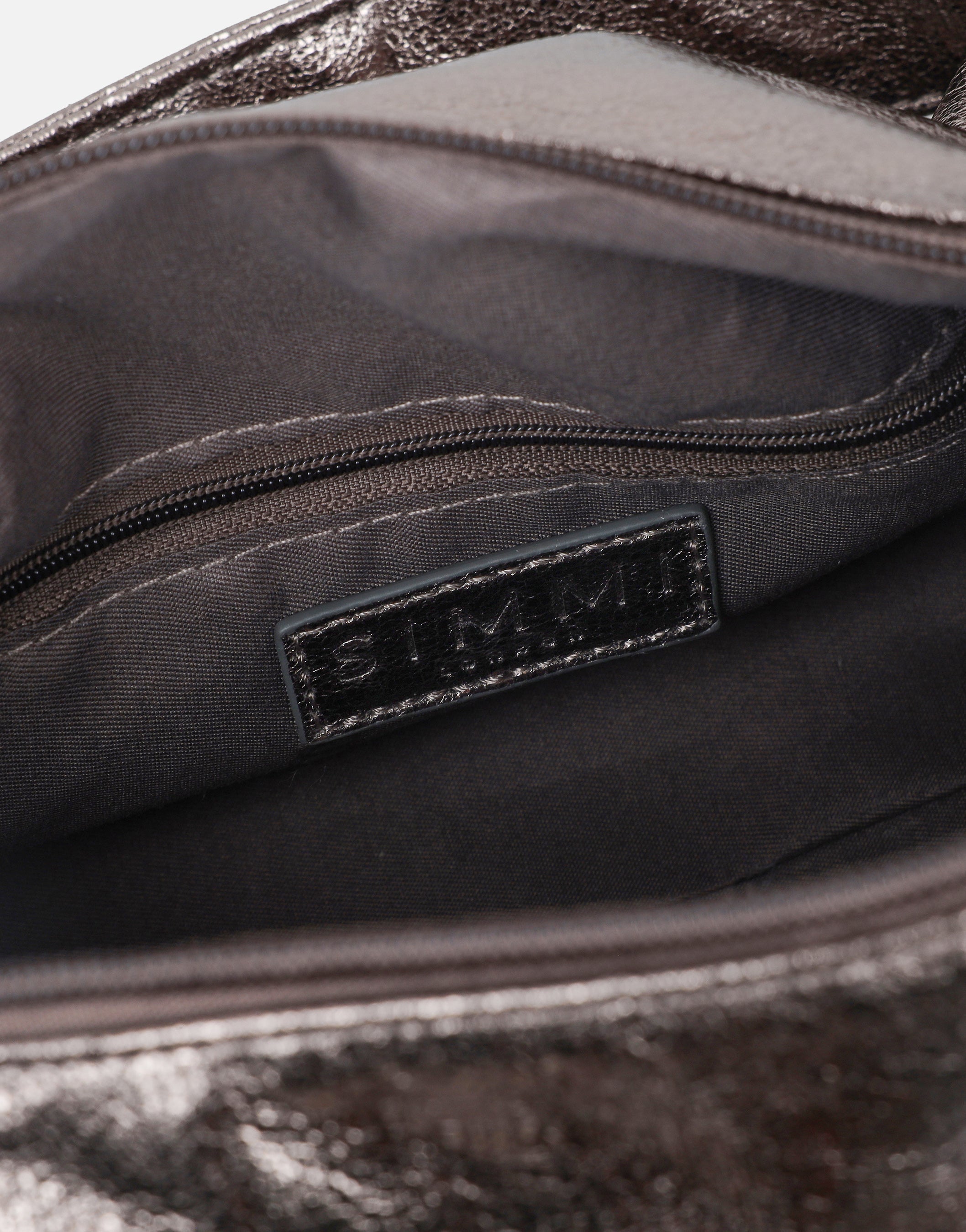 Ceyda Pewter Metallic Barrel Utility Shoulder Bag