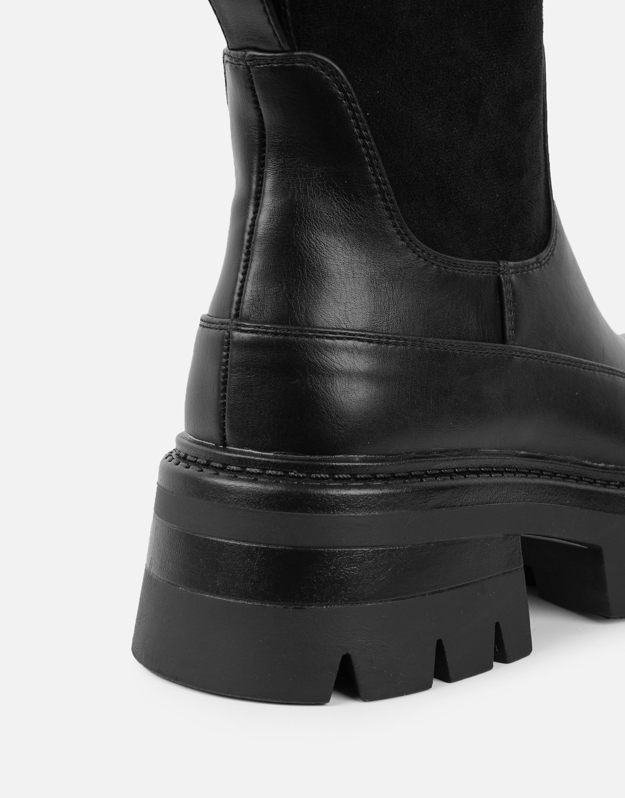 Chorley Black Microfibre Stretch Chunky Boots