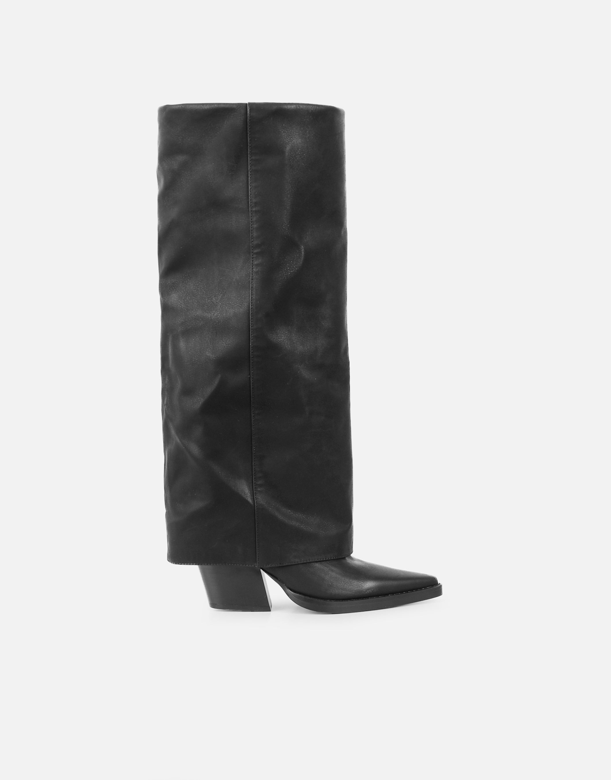 Kiarra Black Western Foldover Heeled Boots