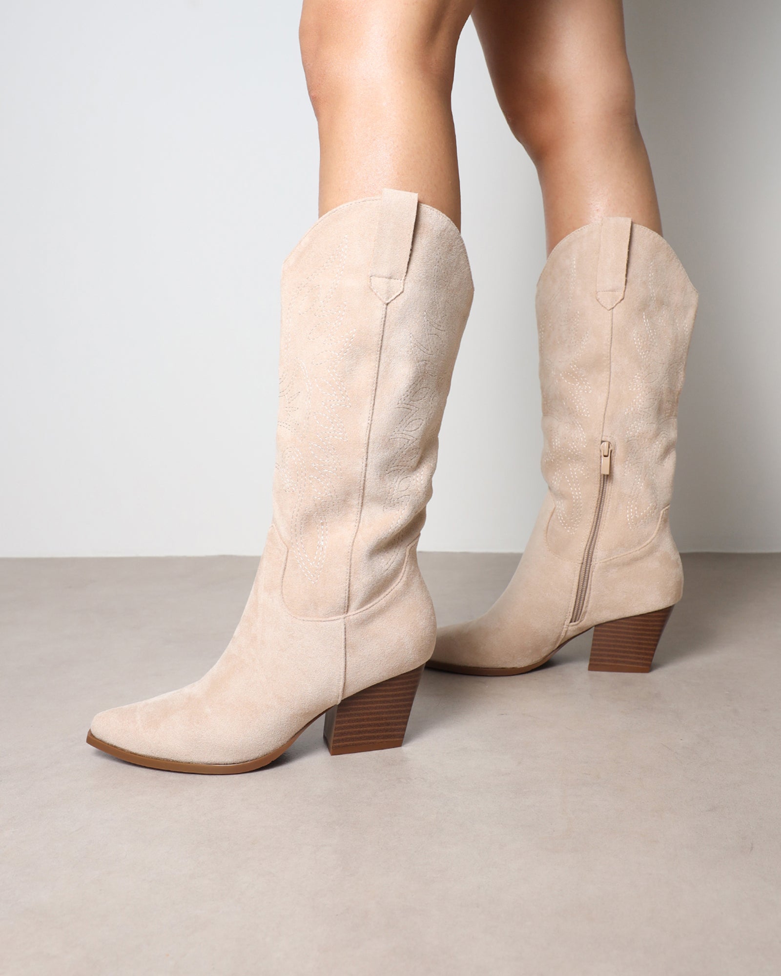 Carter Beige Western Cowboy Boots