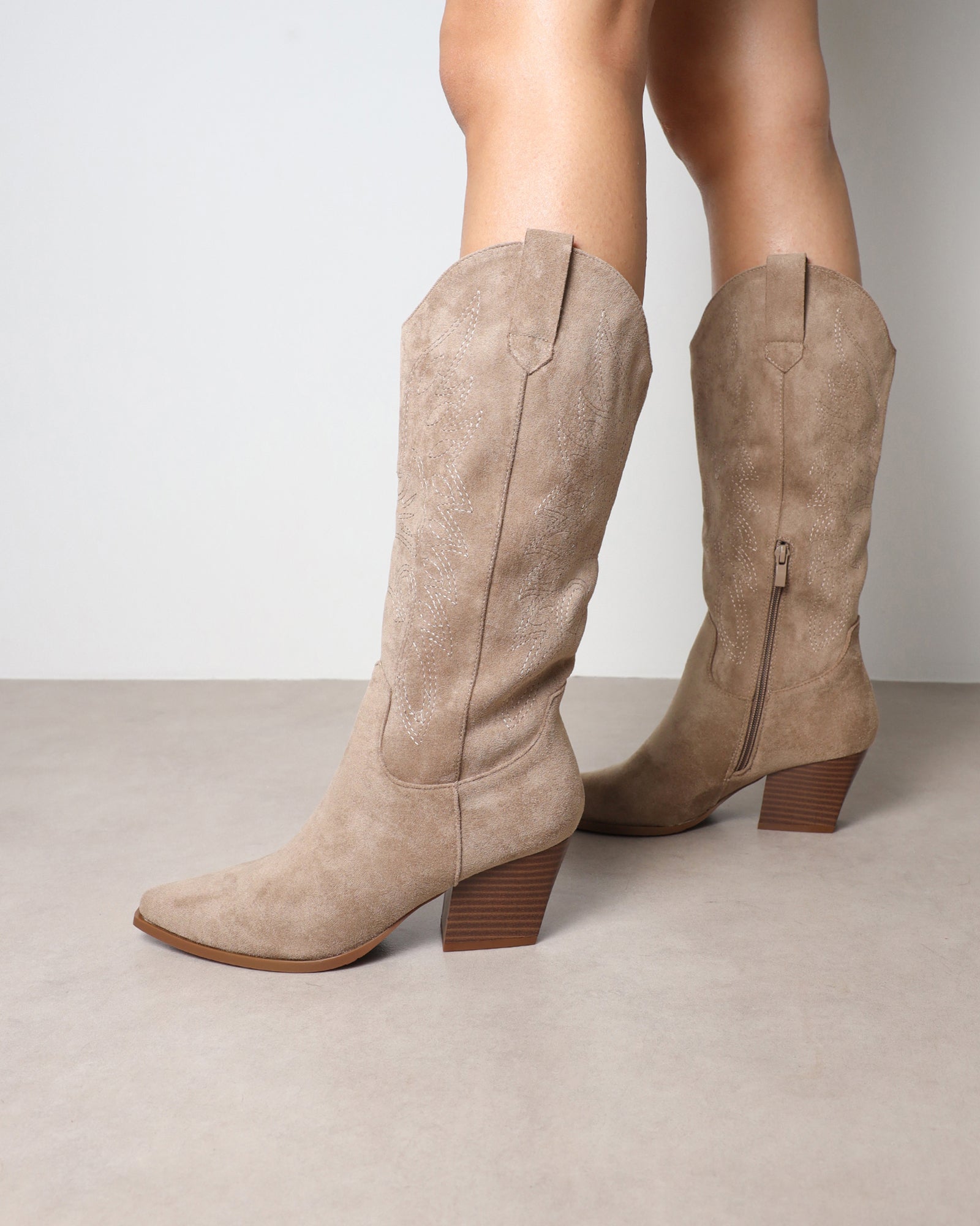 Carter Khaki Western Cowboy Boots