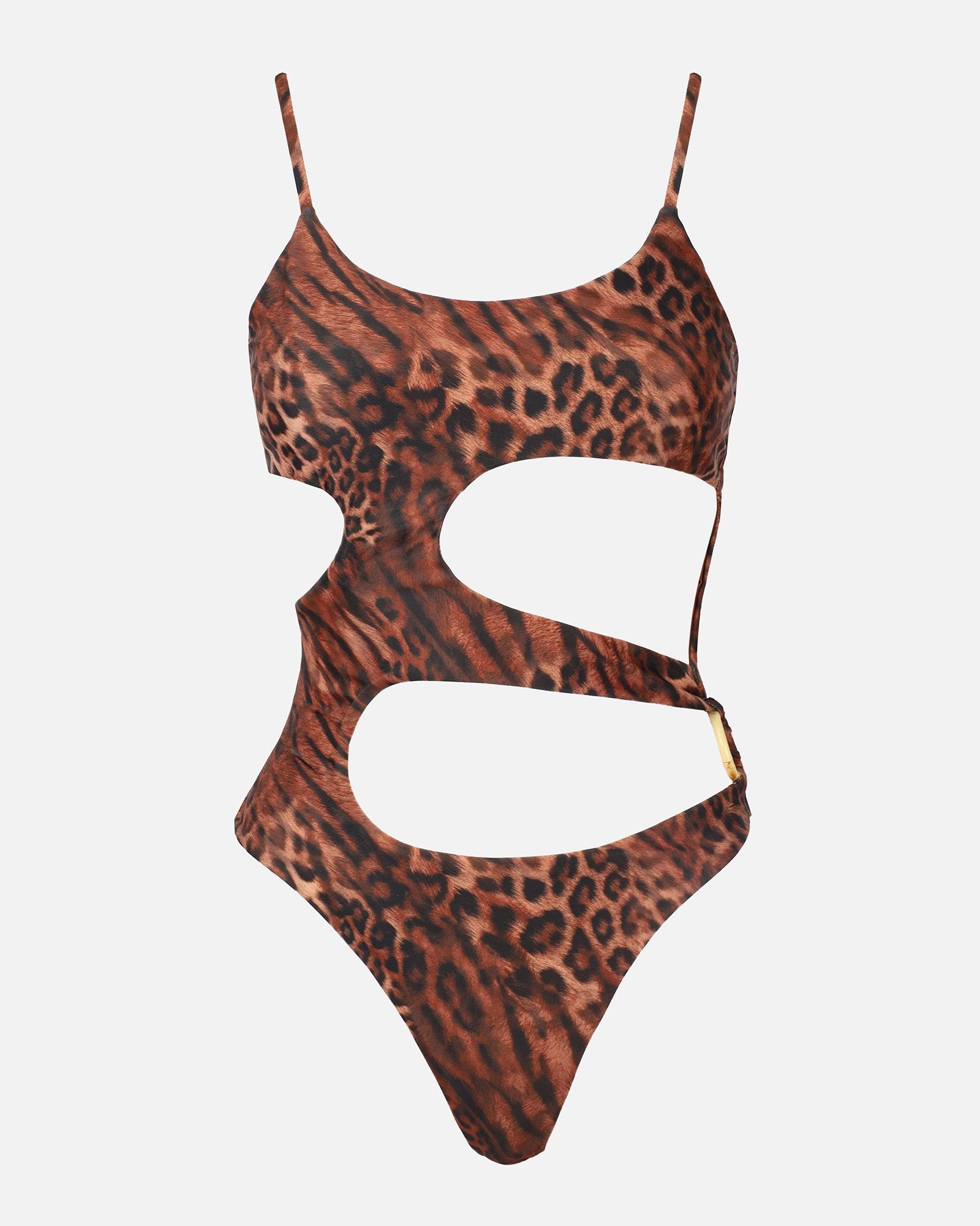 Desara Leopard Cut Out Ring Trim Swimsuit