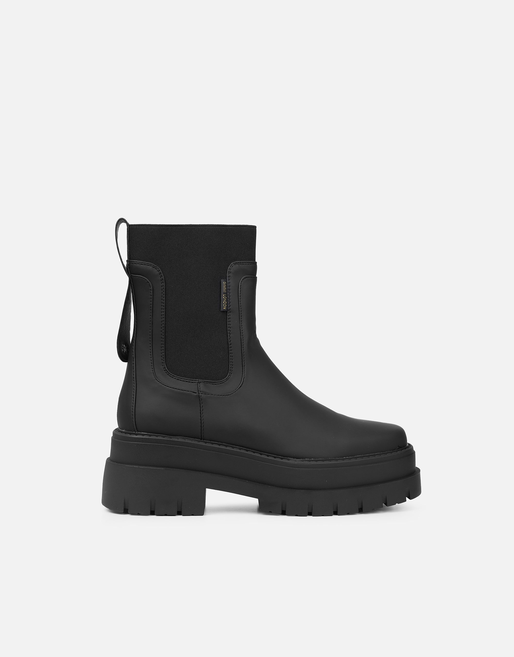 Ansel Black Rubberized Chunky Chelsea Boots