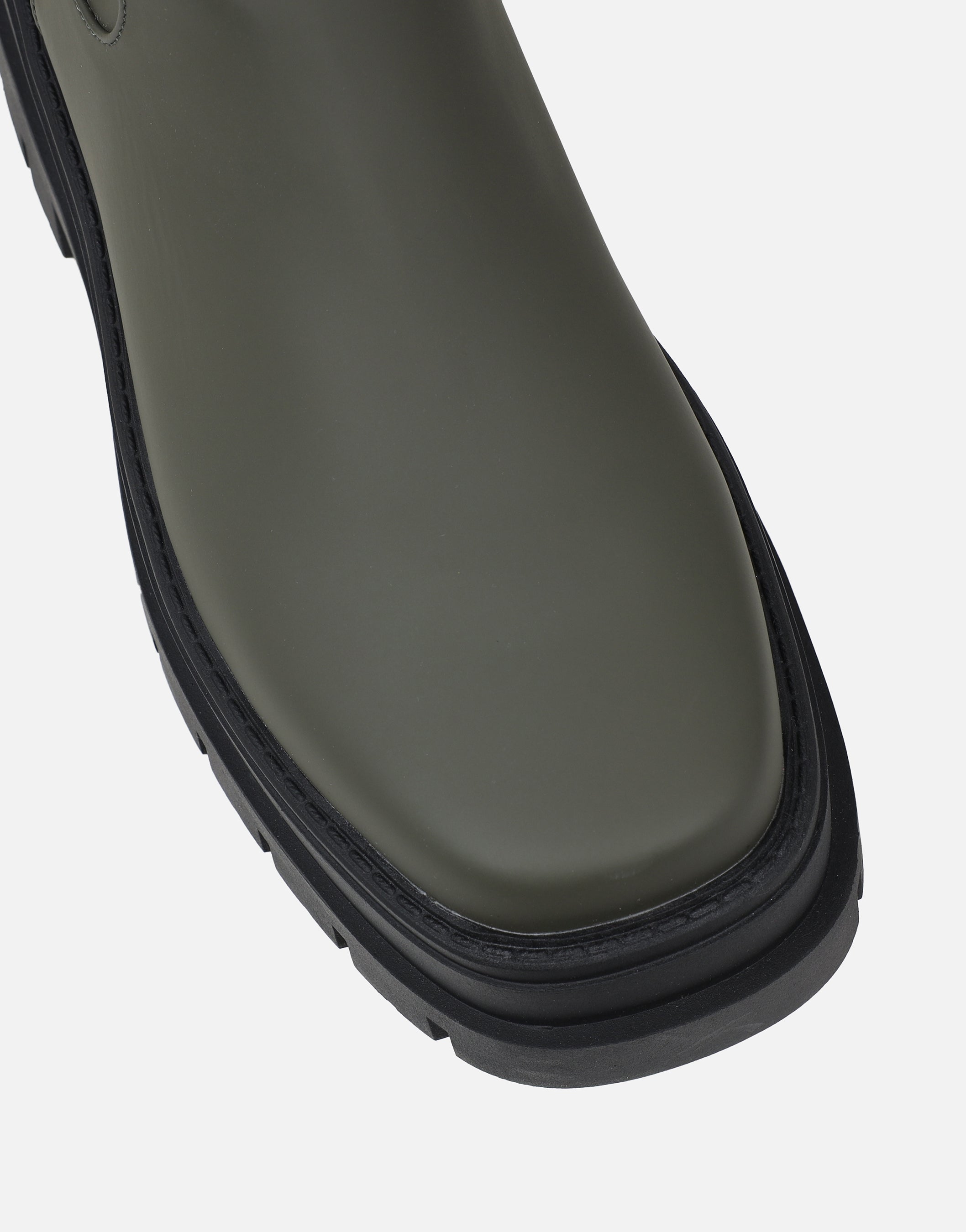 Ansel Khaki Rubberized Contrast Chunky Chelsea Boots