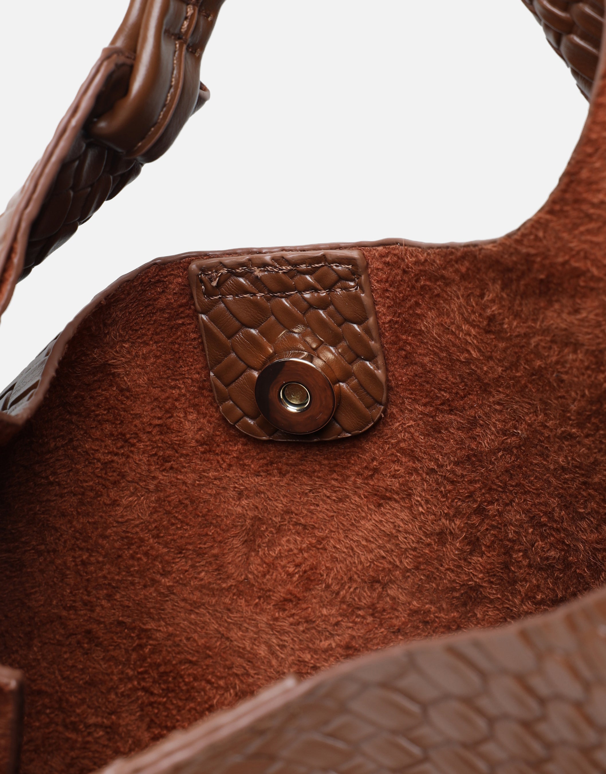 Heather Large Brown Woven Shoulder Bag