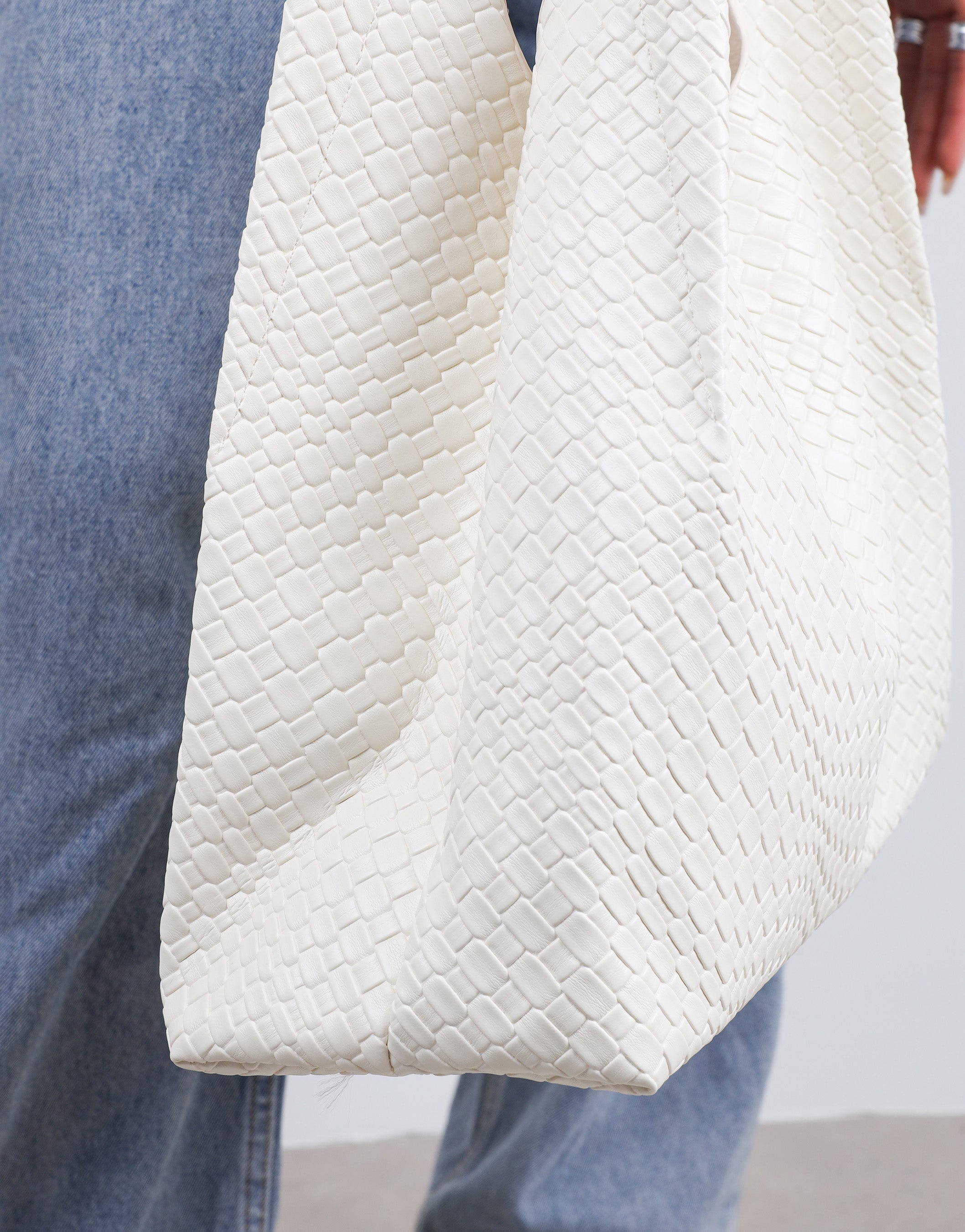 Heather Large Woven Stone Shoulder Bag