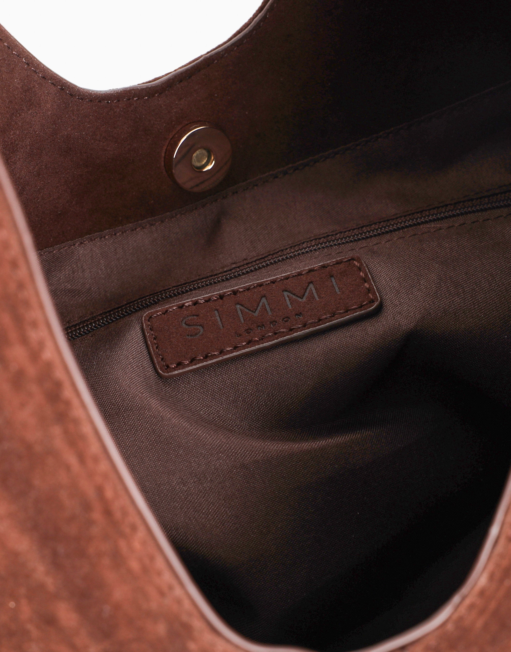 Isla Large Brown Faux Suede Shoulder Bag