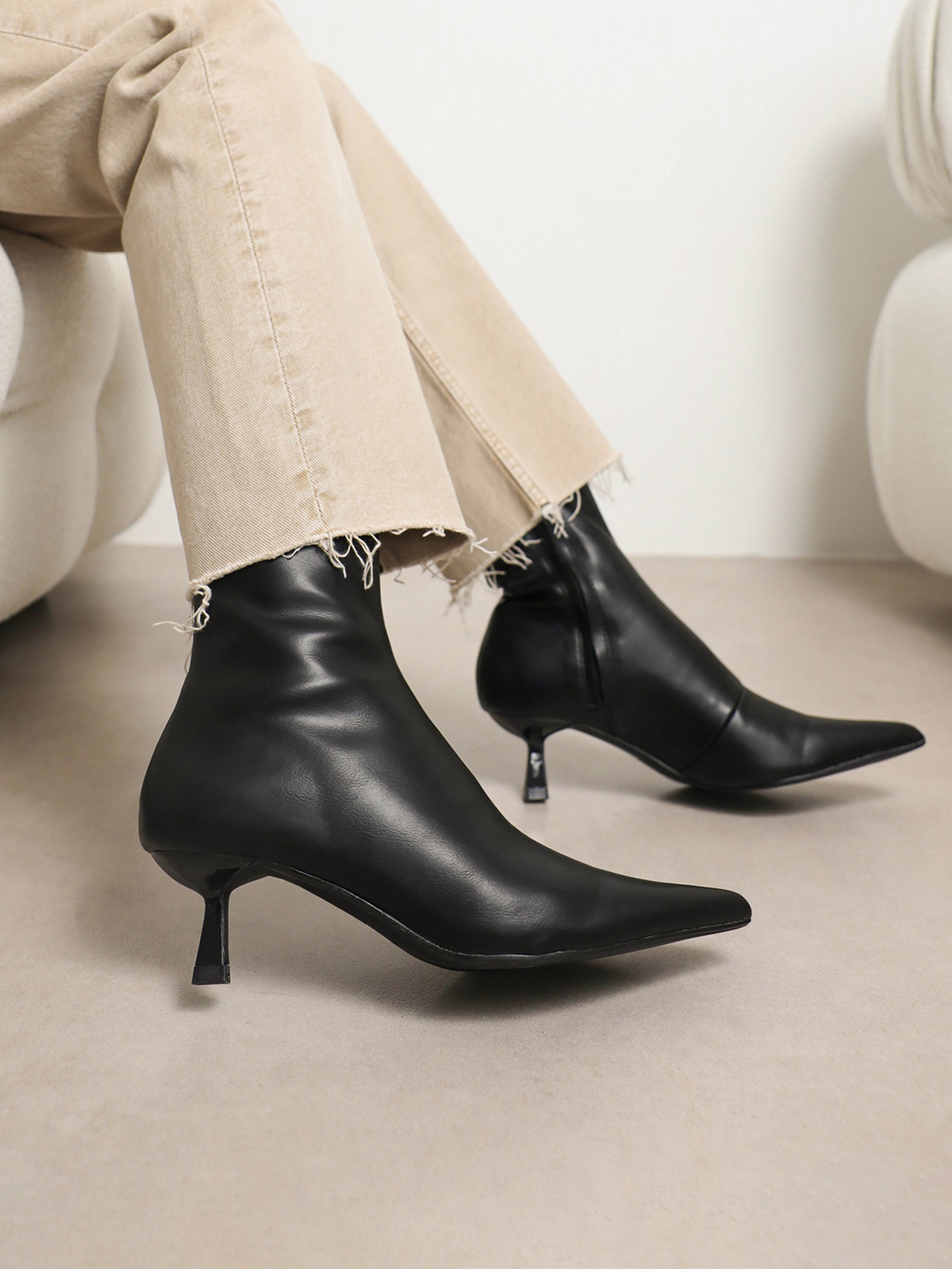 Lambert Black Low Heeled Boots