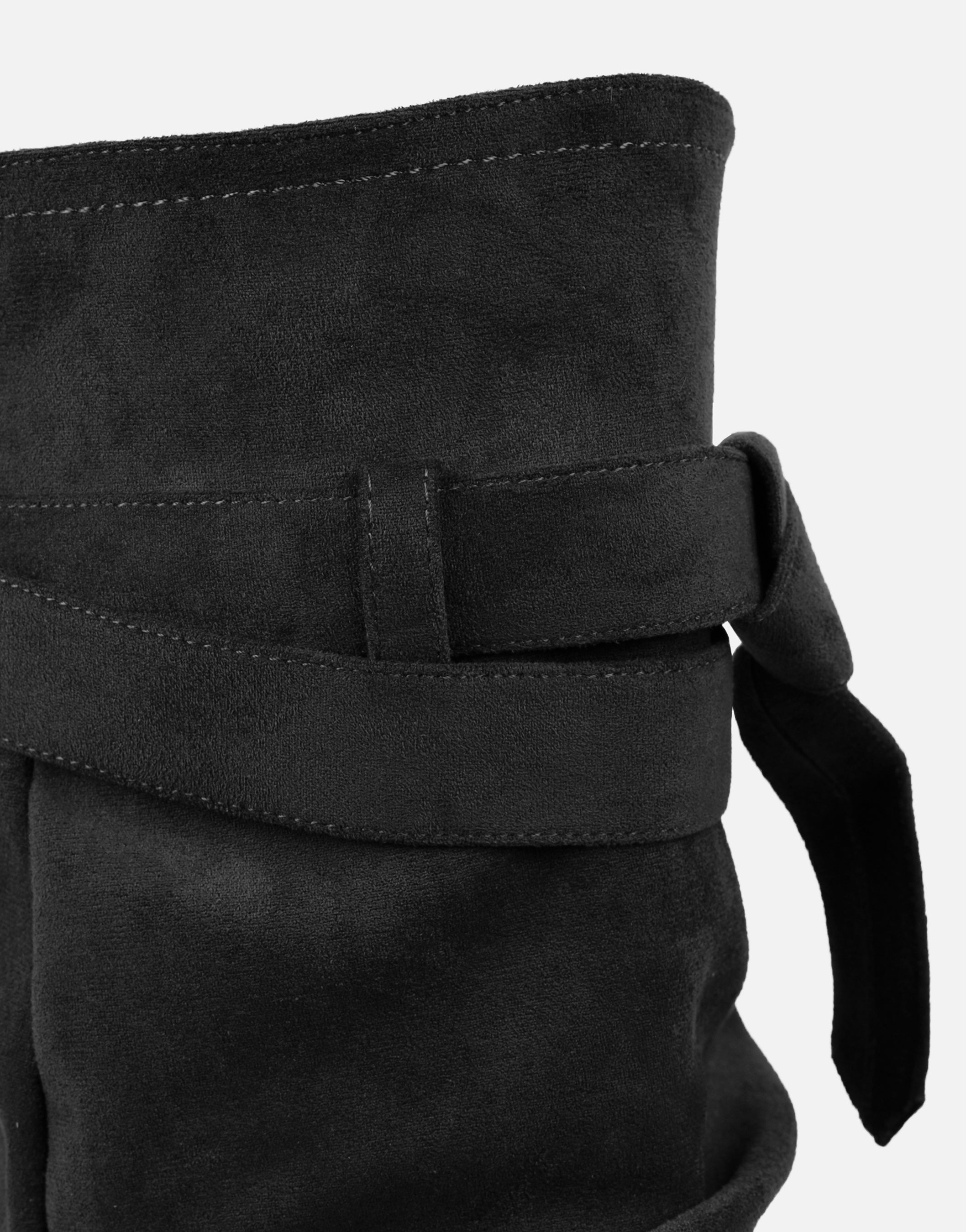 Lowry Black Suede Foldover Chunky Boots