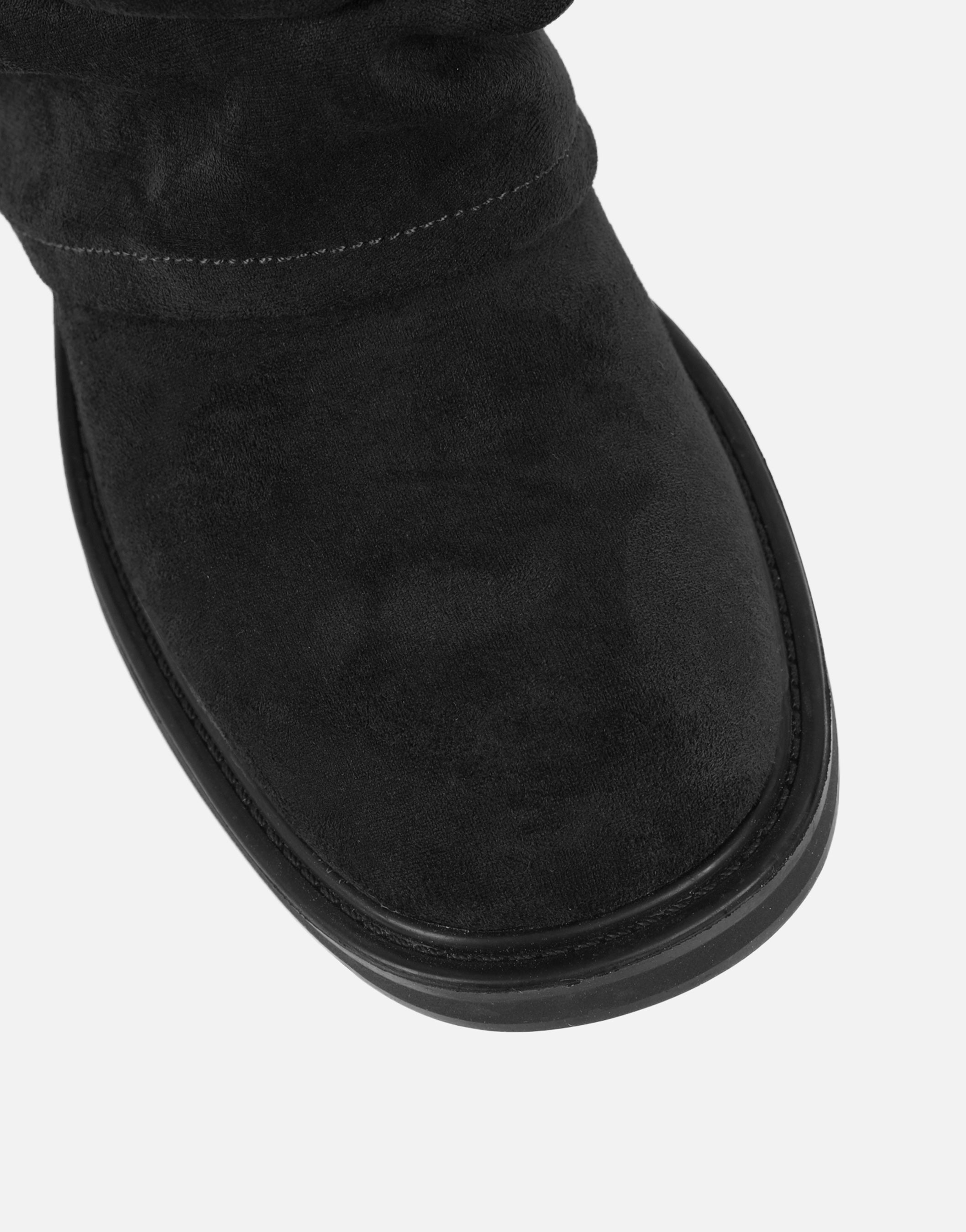 Lowry Black Suede Foldover Chunky Boots