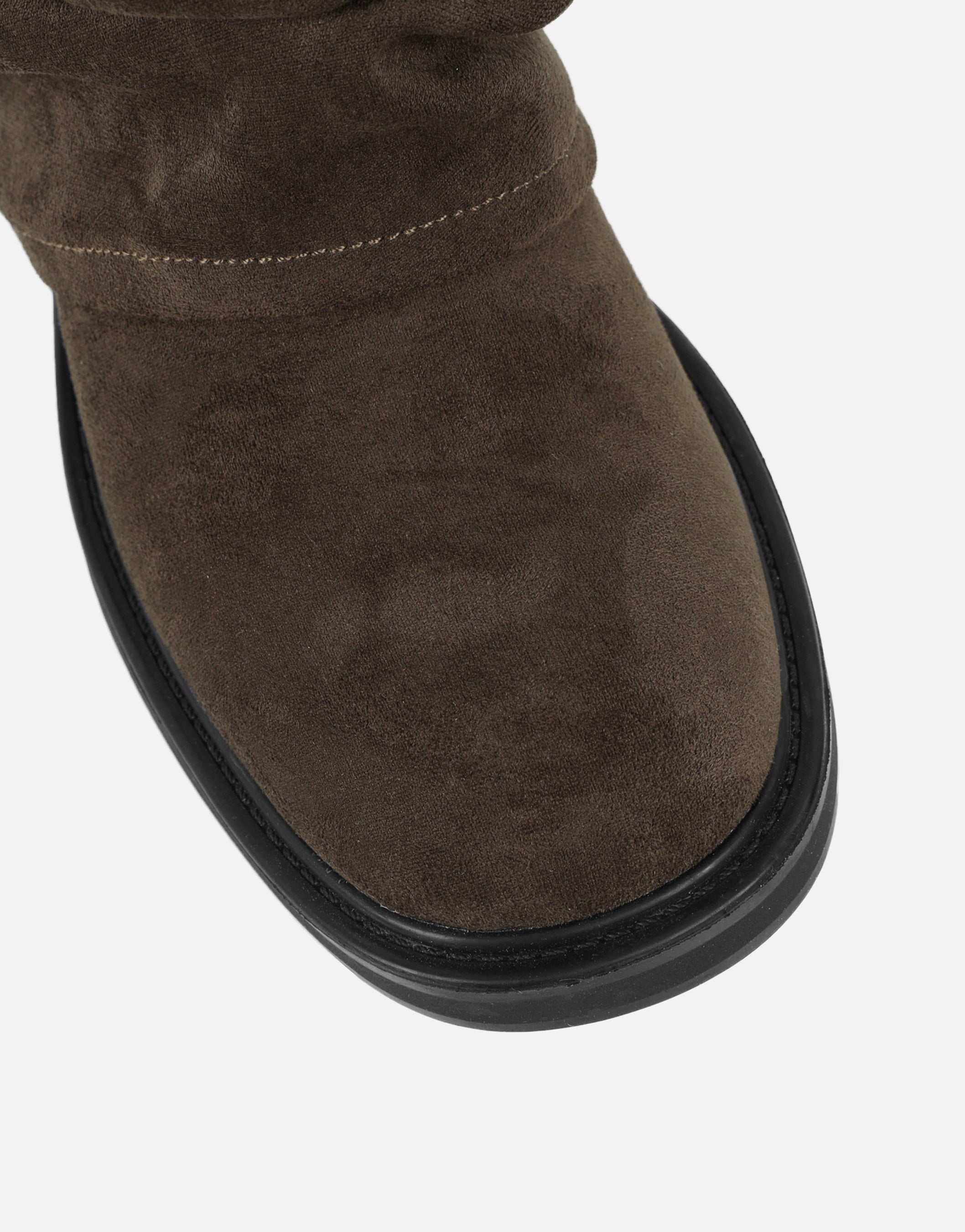 Lowry Khaki Suede Foldover Chunky Boots