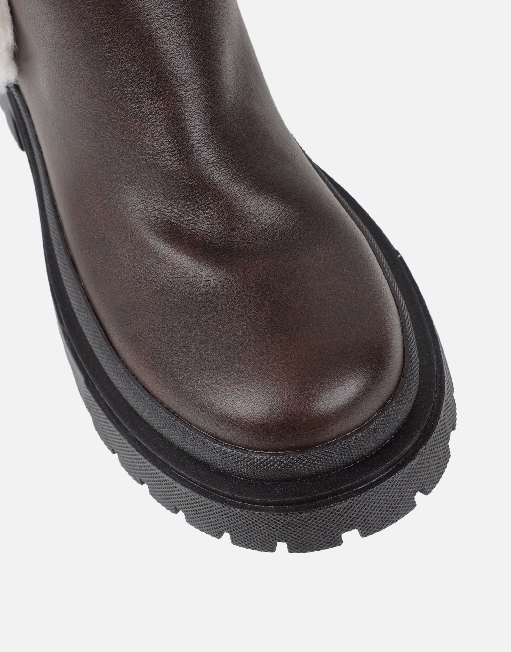 Earhart Brown Faux Fur Detail Chunky Boots