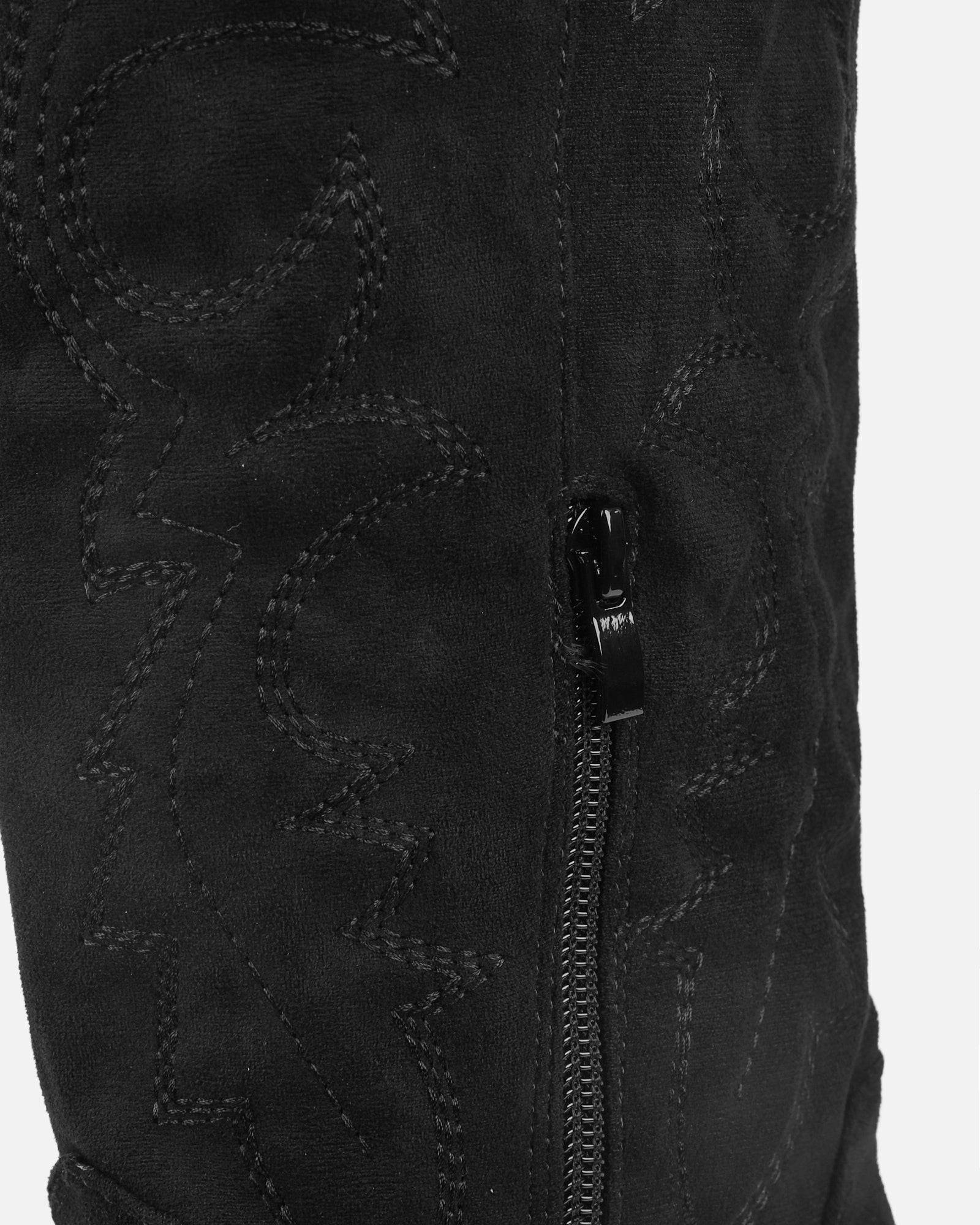 Marsha Black Suede Embroidered Western Calf Boot