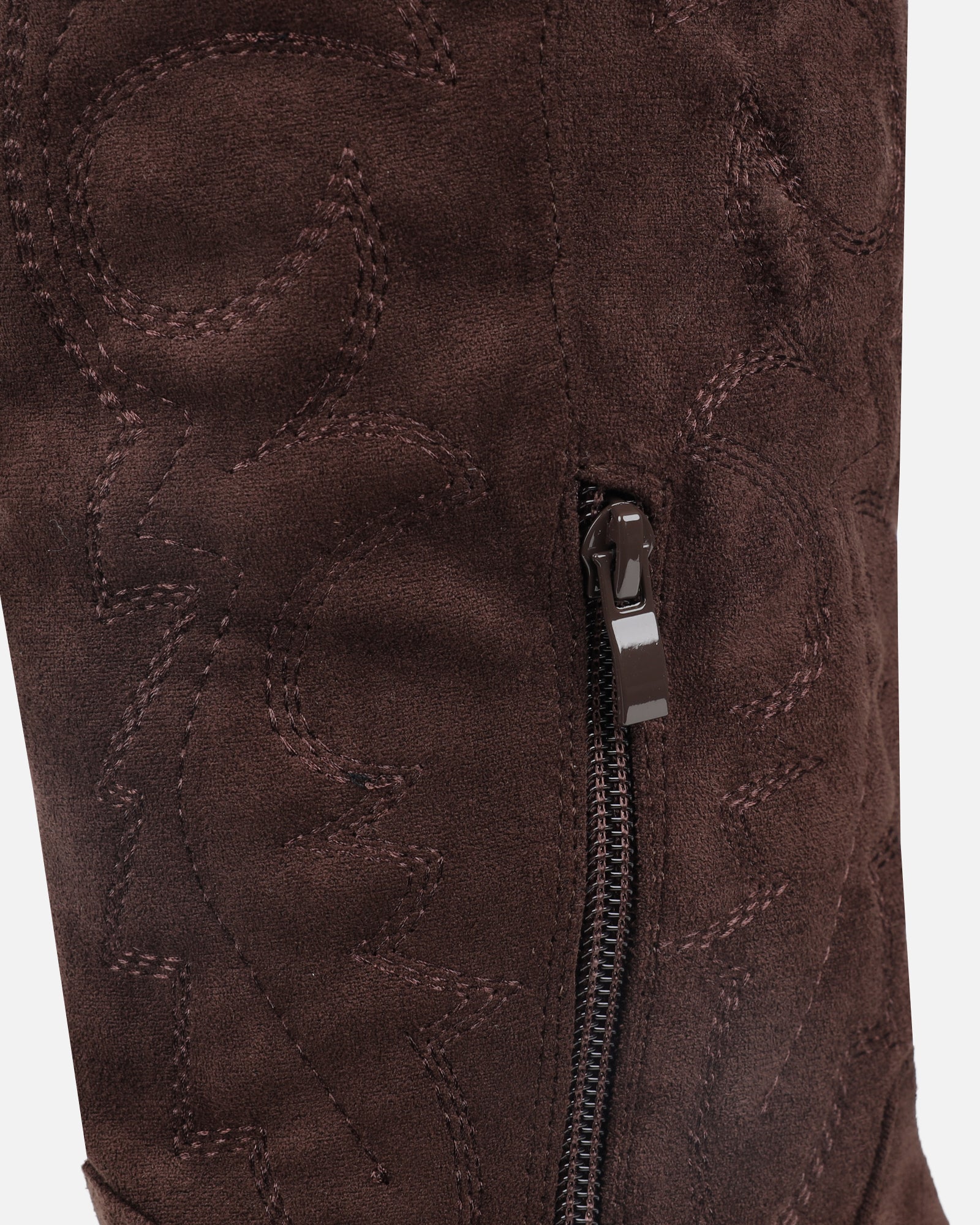 Marsha Brown Suede Embroidered Western Calf Boot