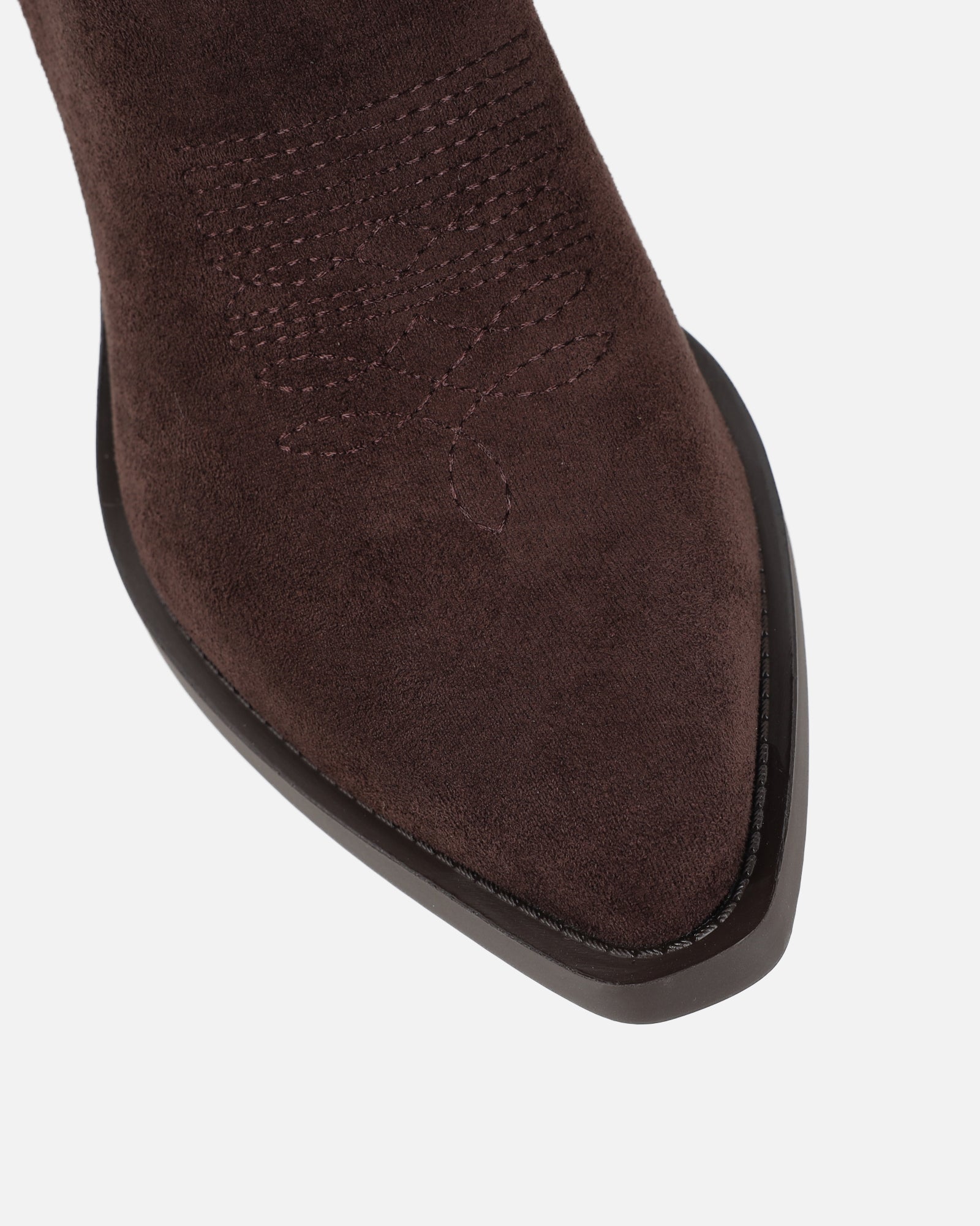 Marsha Brown Suede Embroidered Western Calf Boot