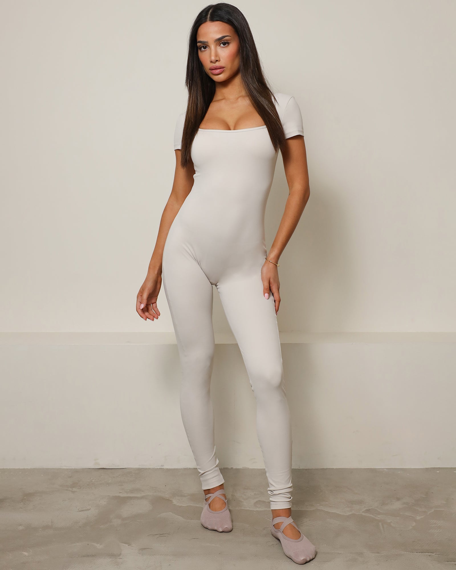 Aisla Grey Sculpt Square Neck Jumpsuit