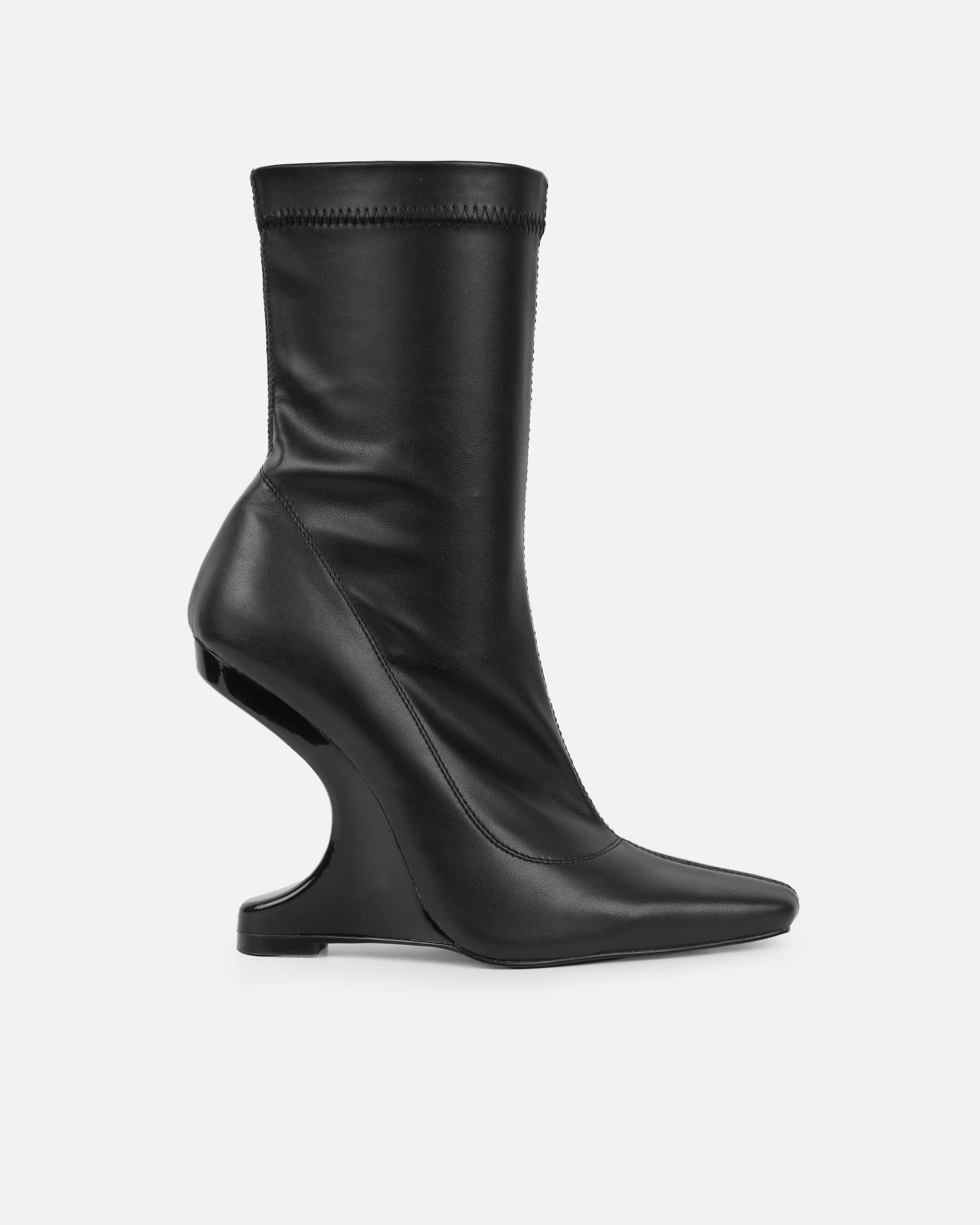 Abel Black Wedge Heeled Ankle Boots