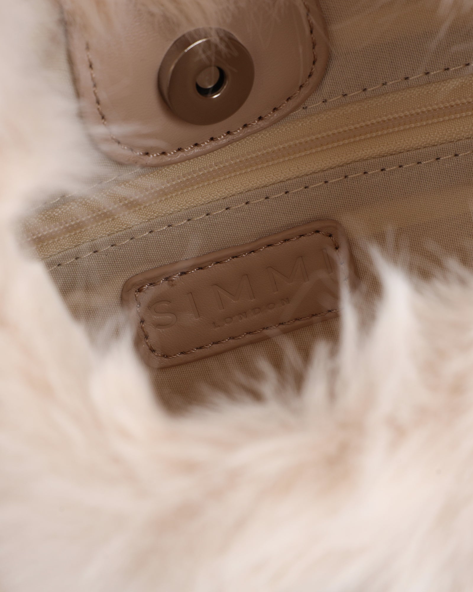 Agnes Cream Faux Fur Crescent Grab Bag