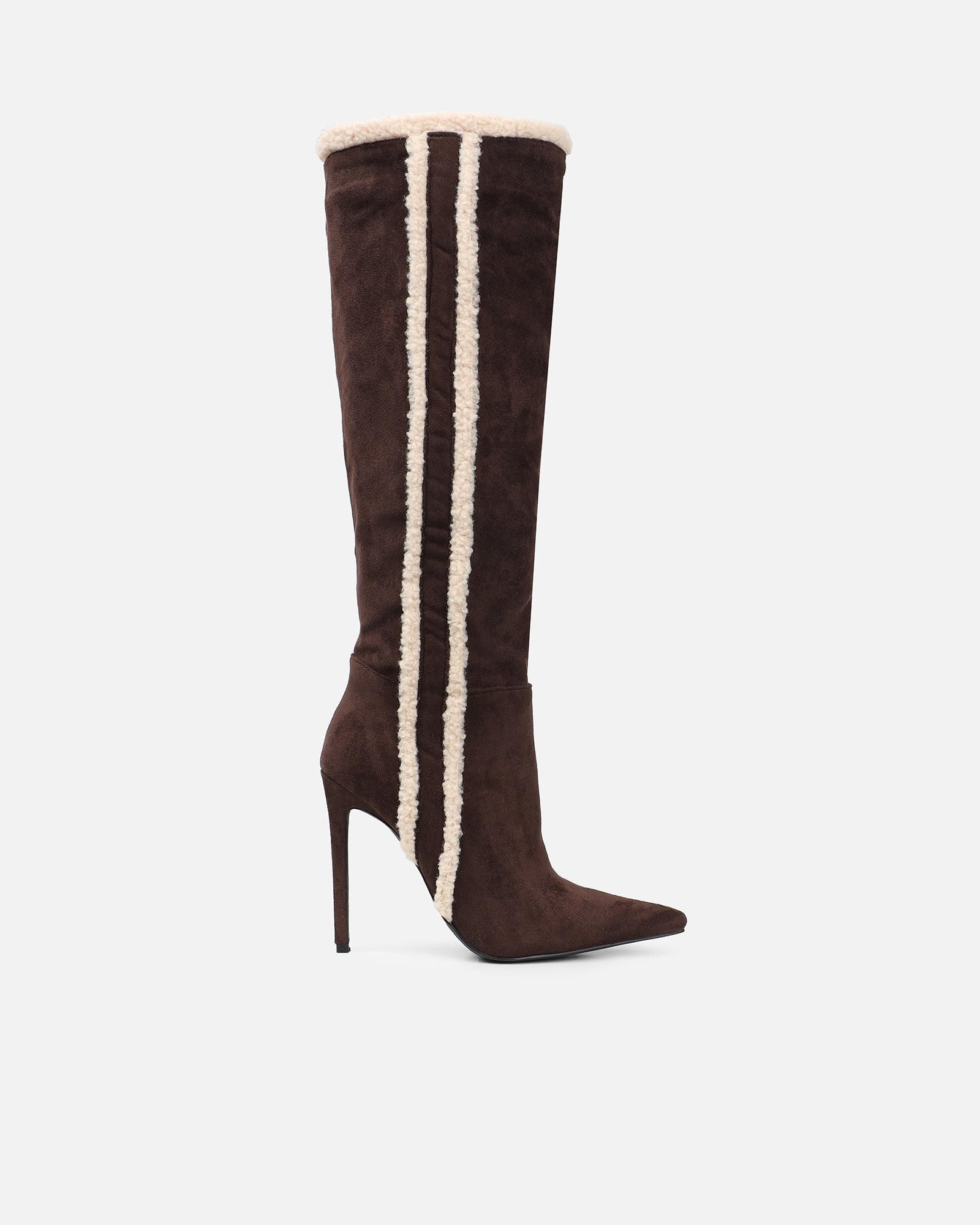 Anders Chocolate Suede Borg Trimmed Knee Boots