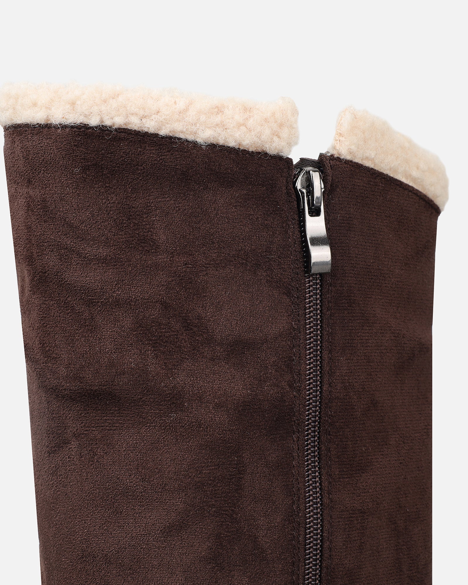 Anders Chocolate Suede Borg Trimmed Knee Boots