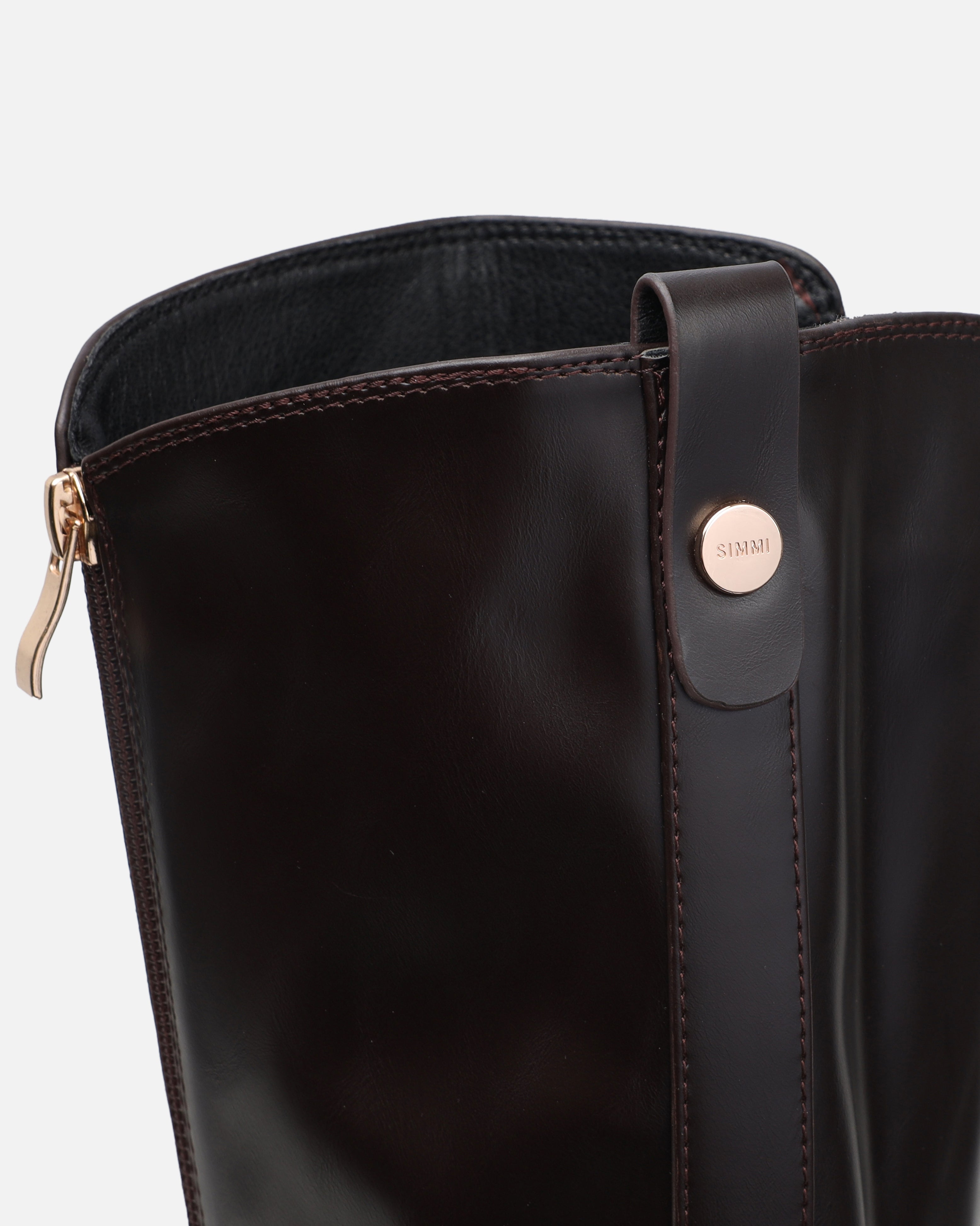 Brookes Brown Burnished Knee High Chunky Boots