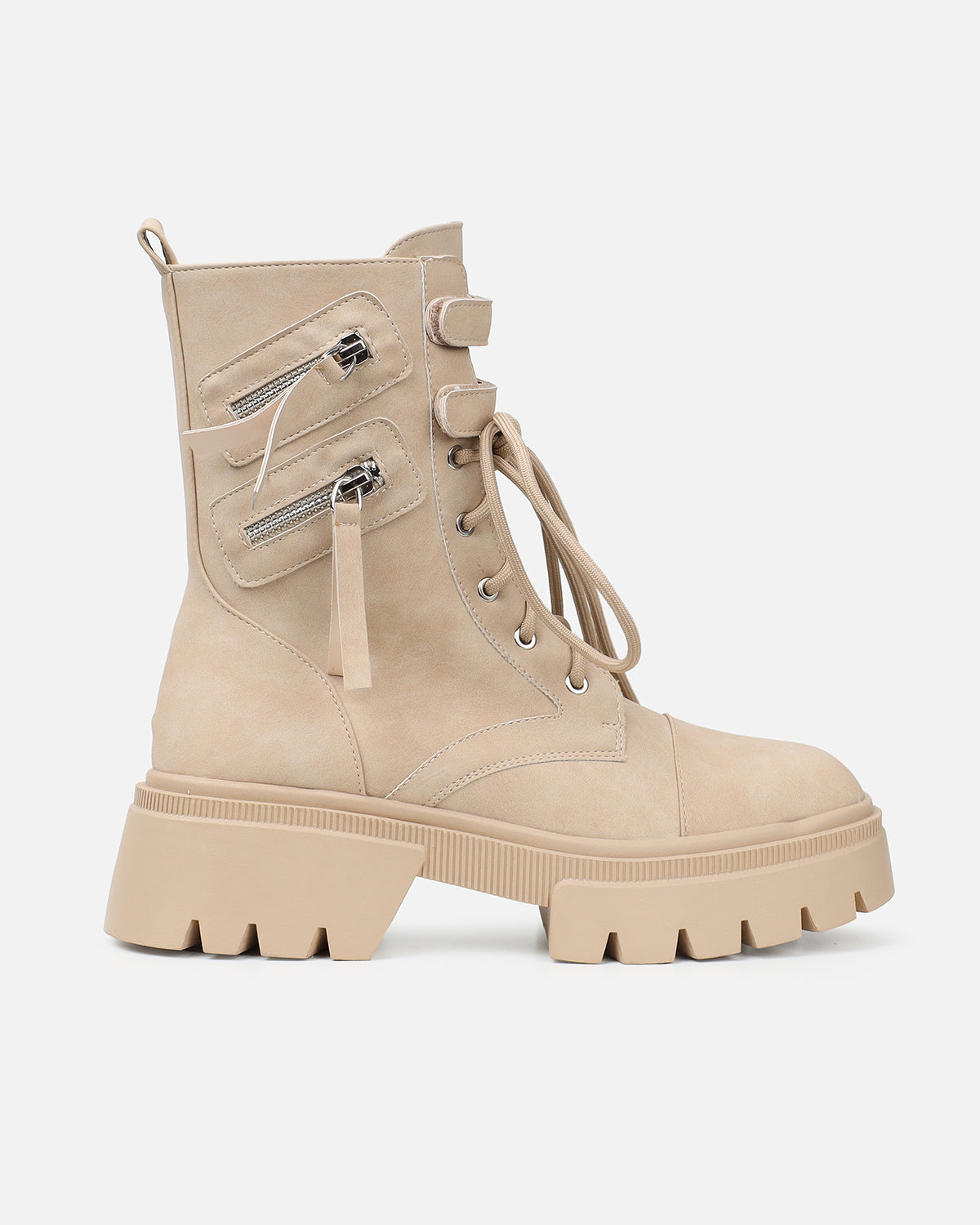 Bennett Sand Nubuck Chunky Lace Up Boots