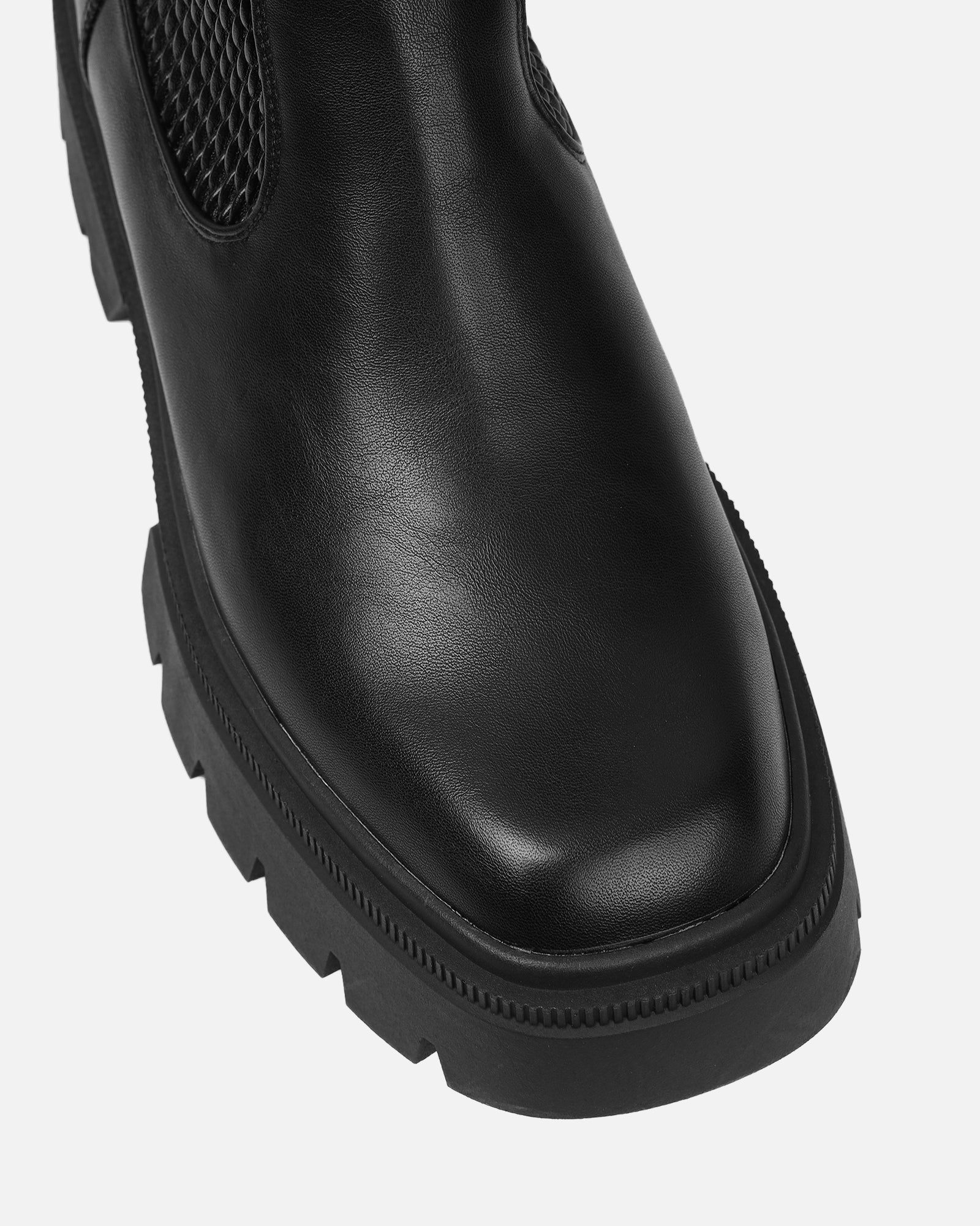 Fidel Black Textured Chunky Knee Boots