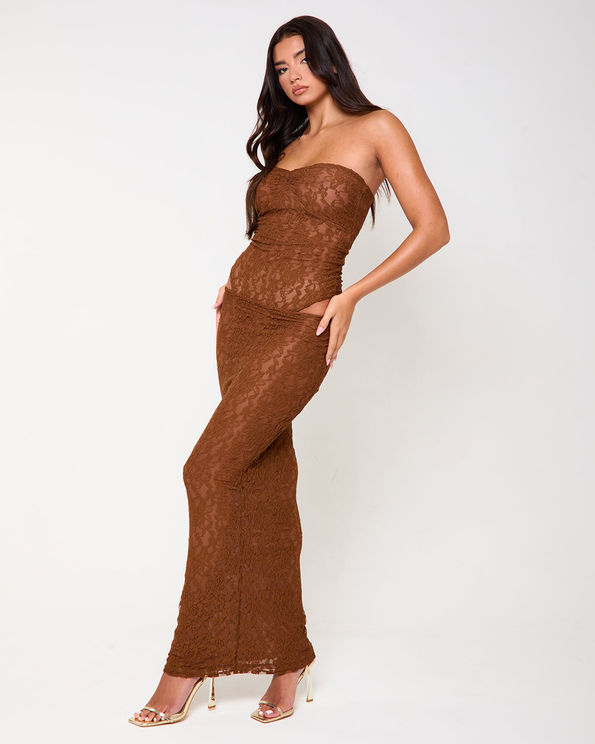 Manhattan Brown Lace Two Piece Set