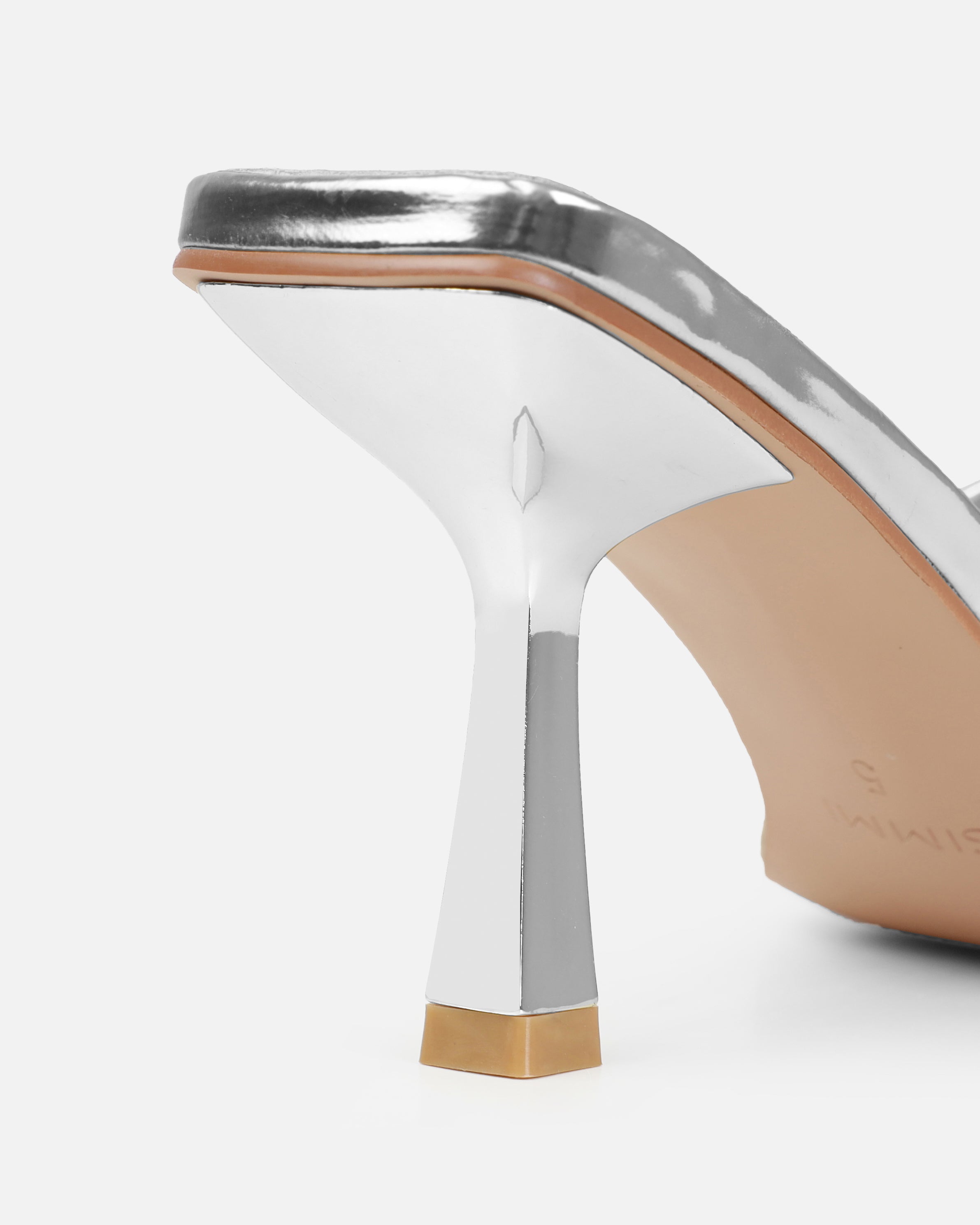 Dionne Crowe Corsage Silver Mid Heel Mules