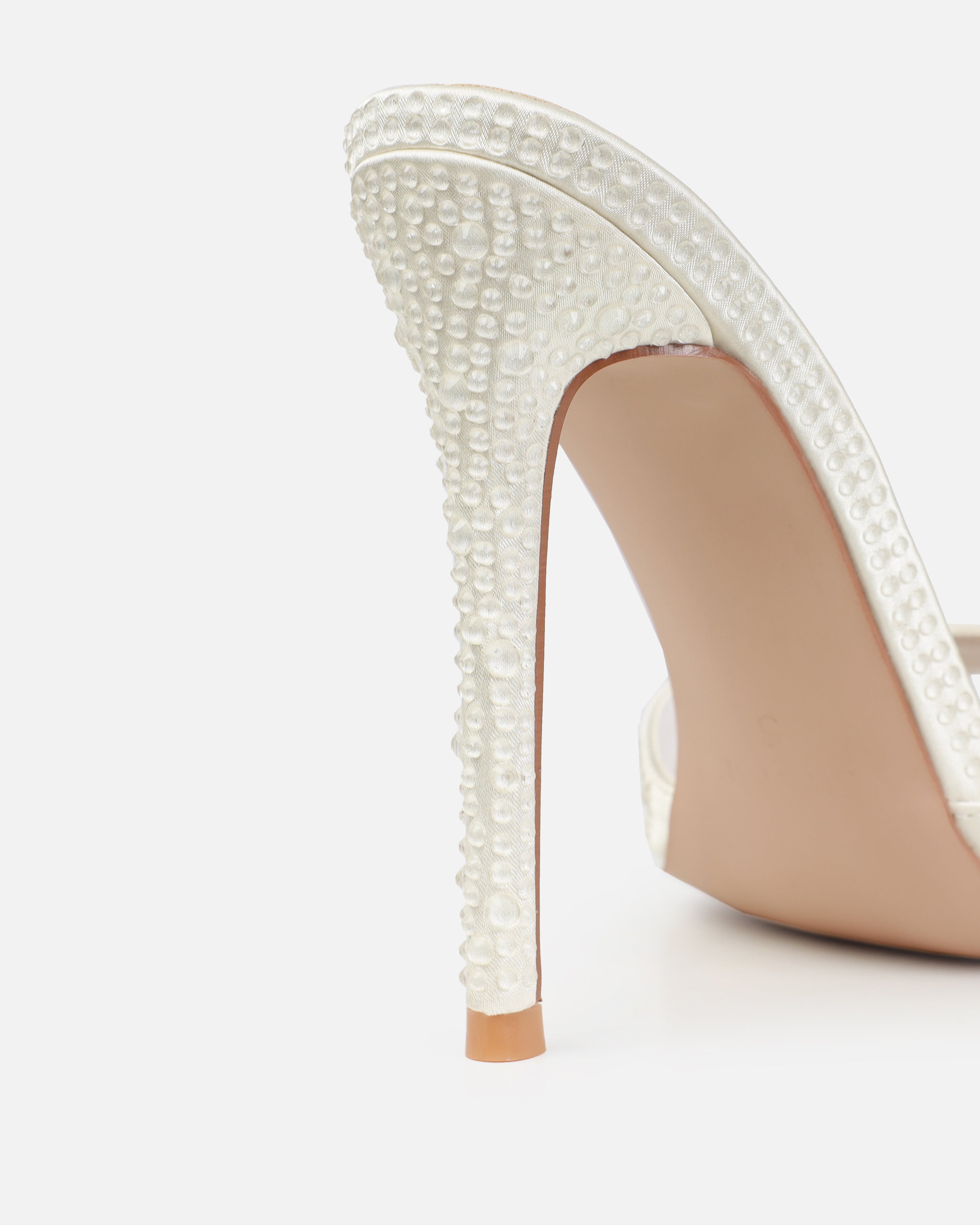 Dionne Crowe Perfect Ivory Satin Stiletto Mules