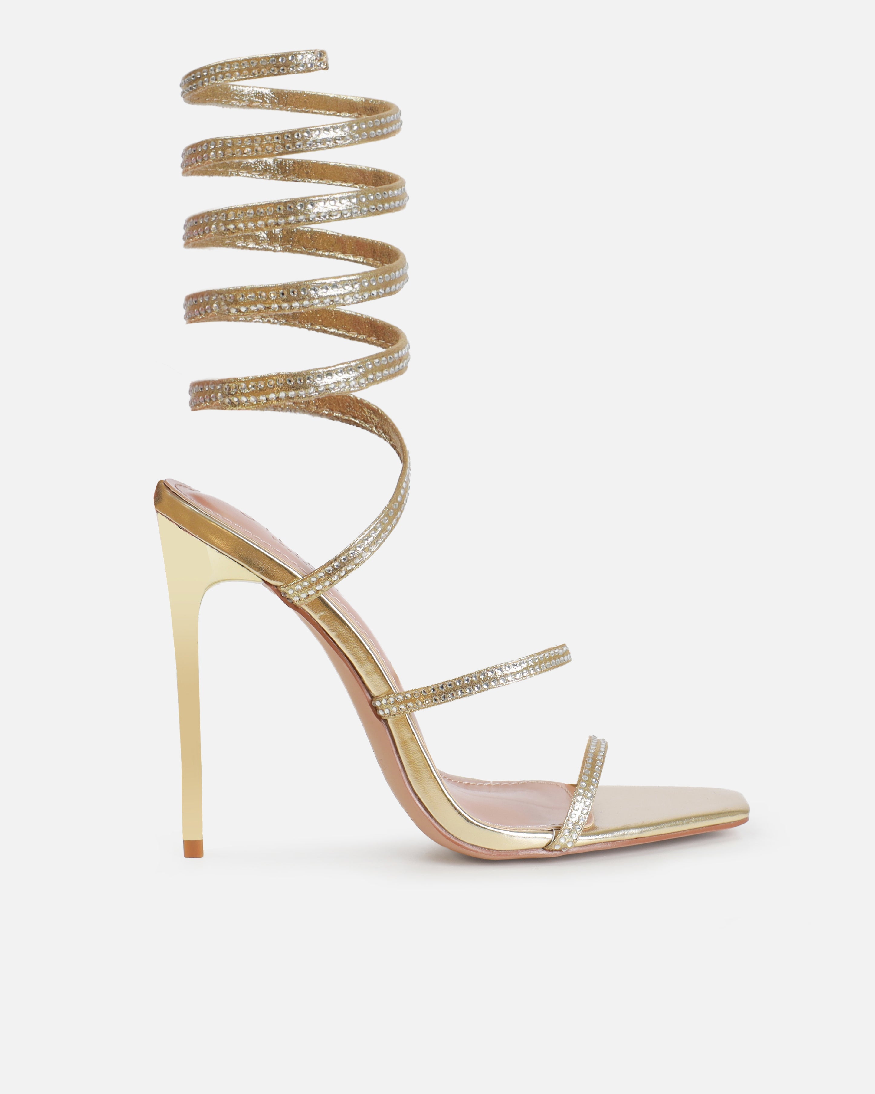 Dionne Crowe Bouquet Gold Diamante Spiral Heels