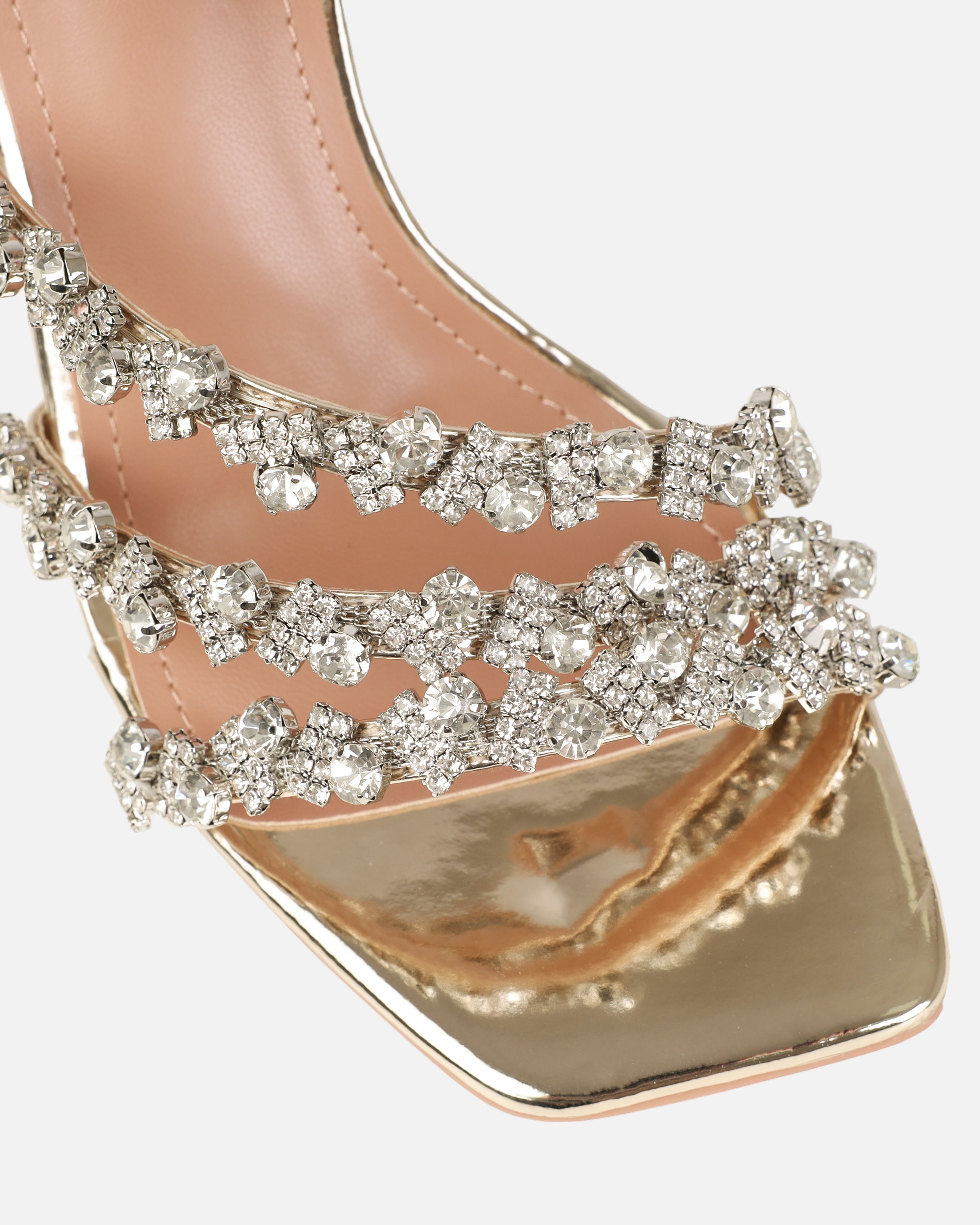 Dionne Crowe Romance Gold Diamante Mules