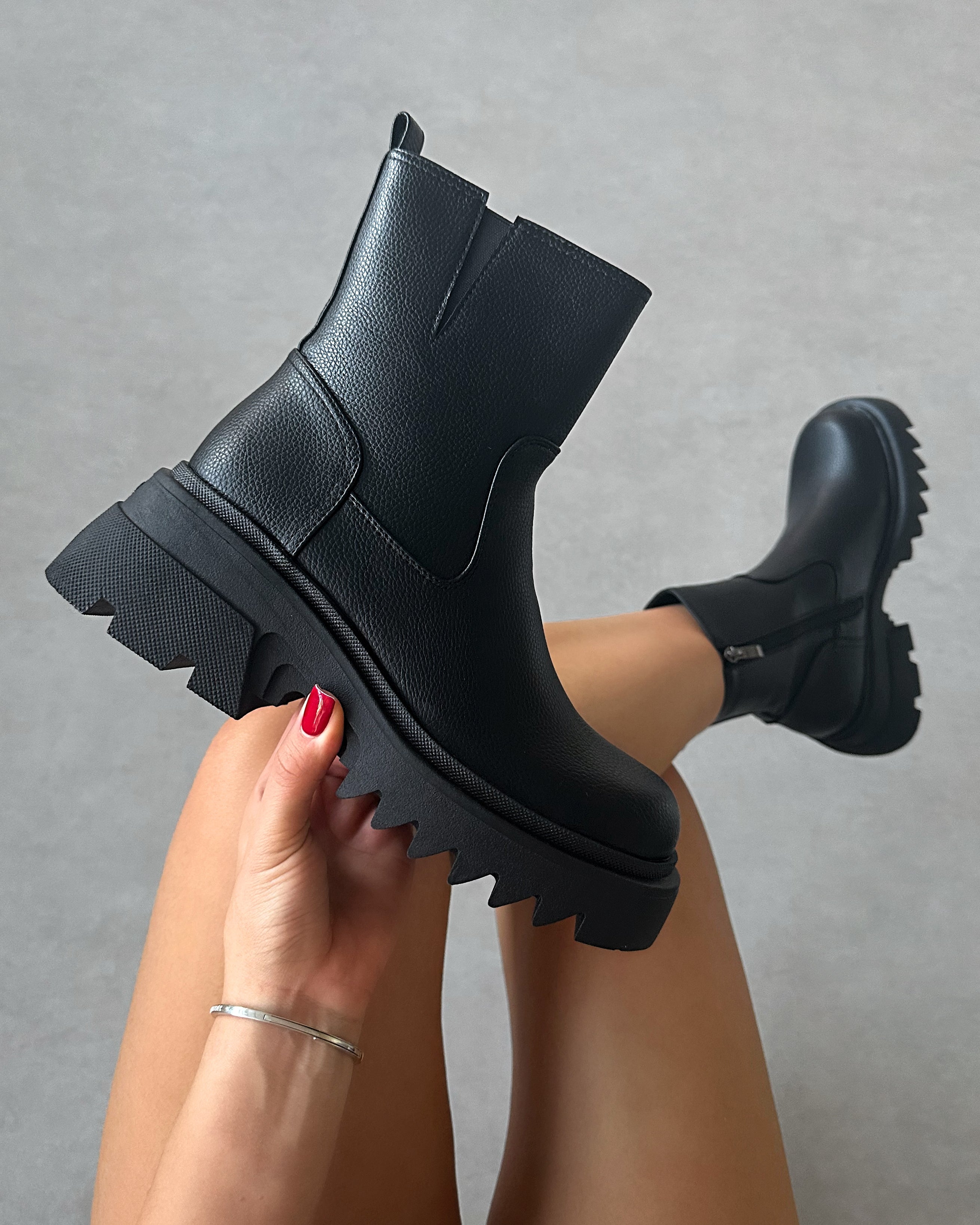 Candace Black Chunky Ankle Boots
