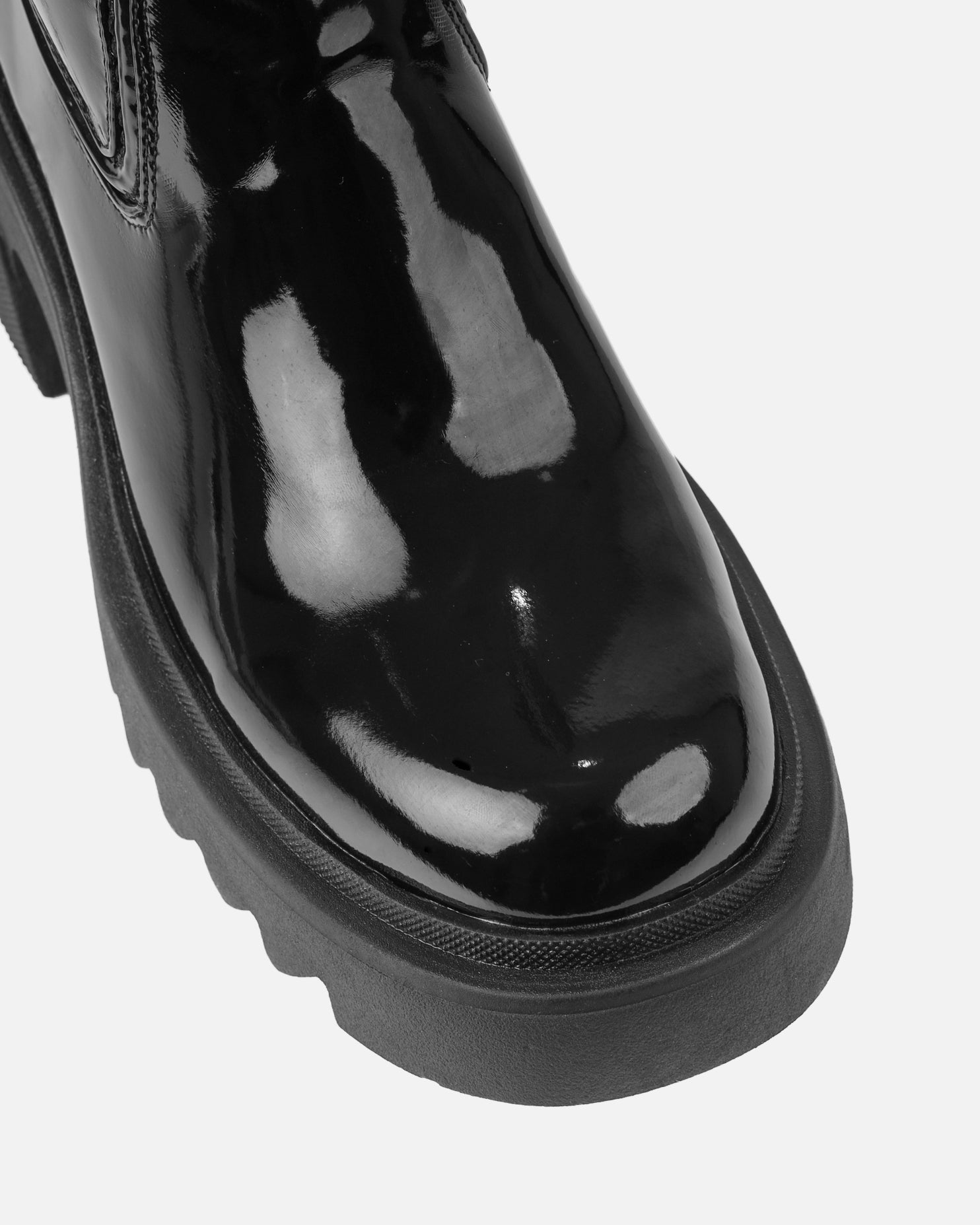 Candace Black Patent Ankle Boots