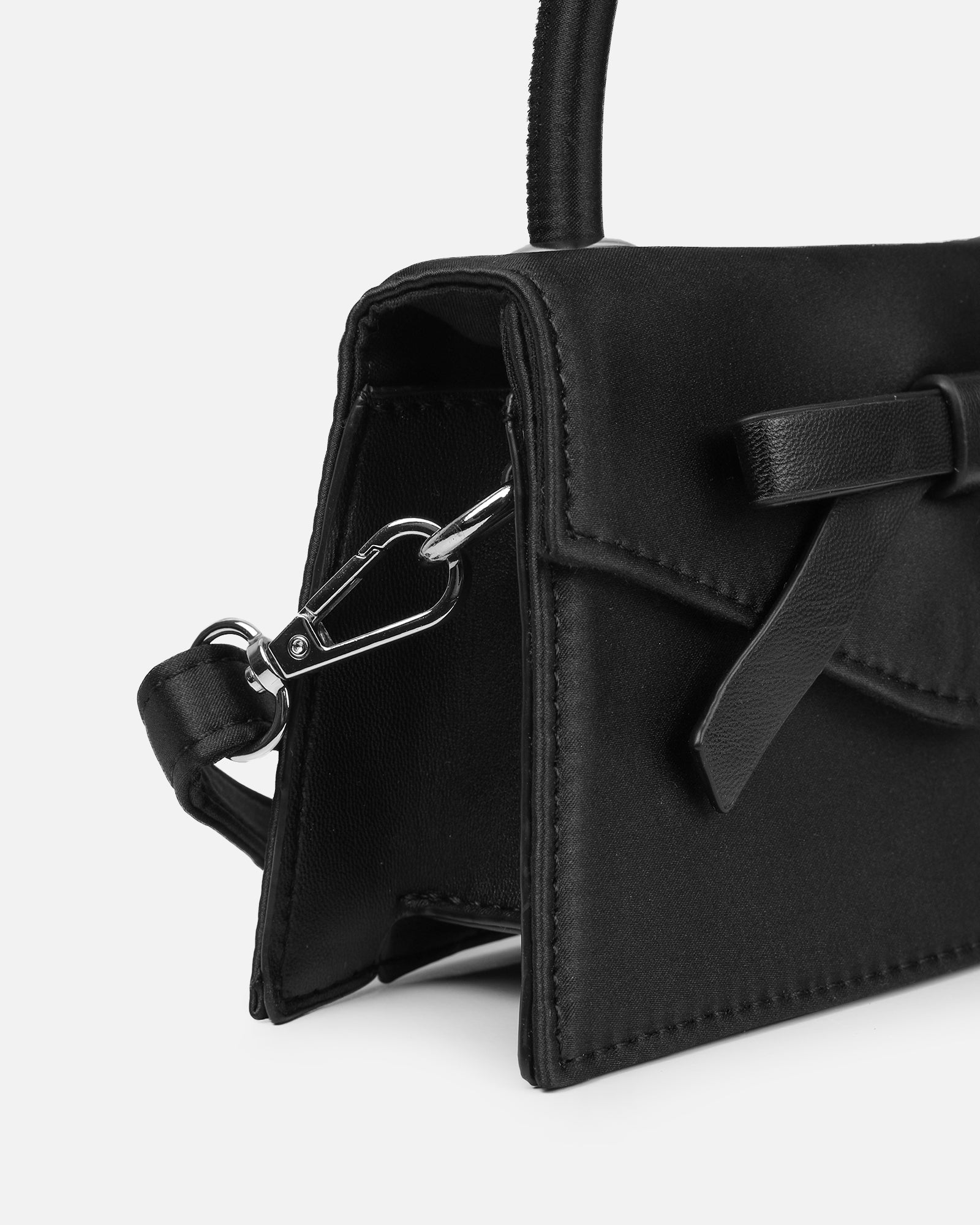 Caressa Black Satin Bow Detail Top Handle bag