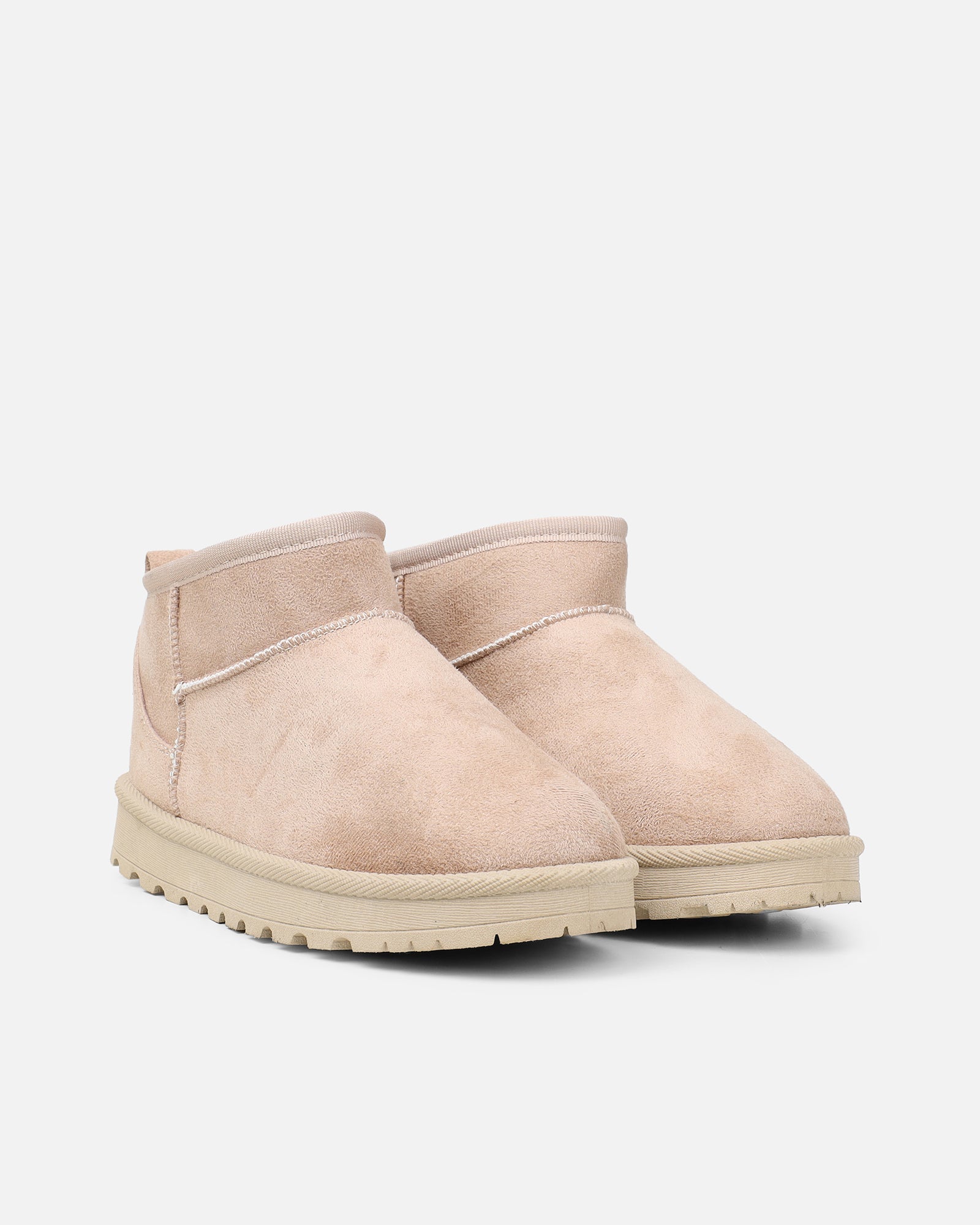 Cari Beige Faux Suede Ultra Low Boots