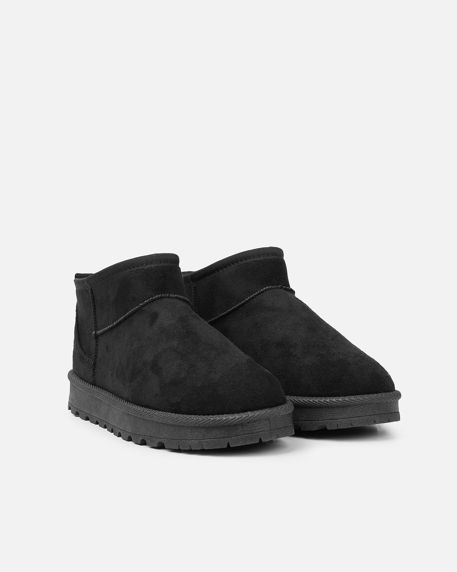 Cari Black Faux Suede Ultra Low Boots
