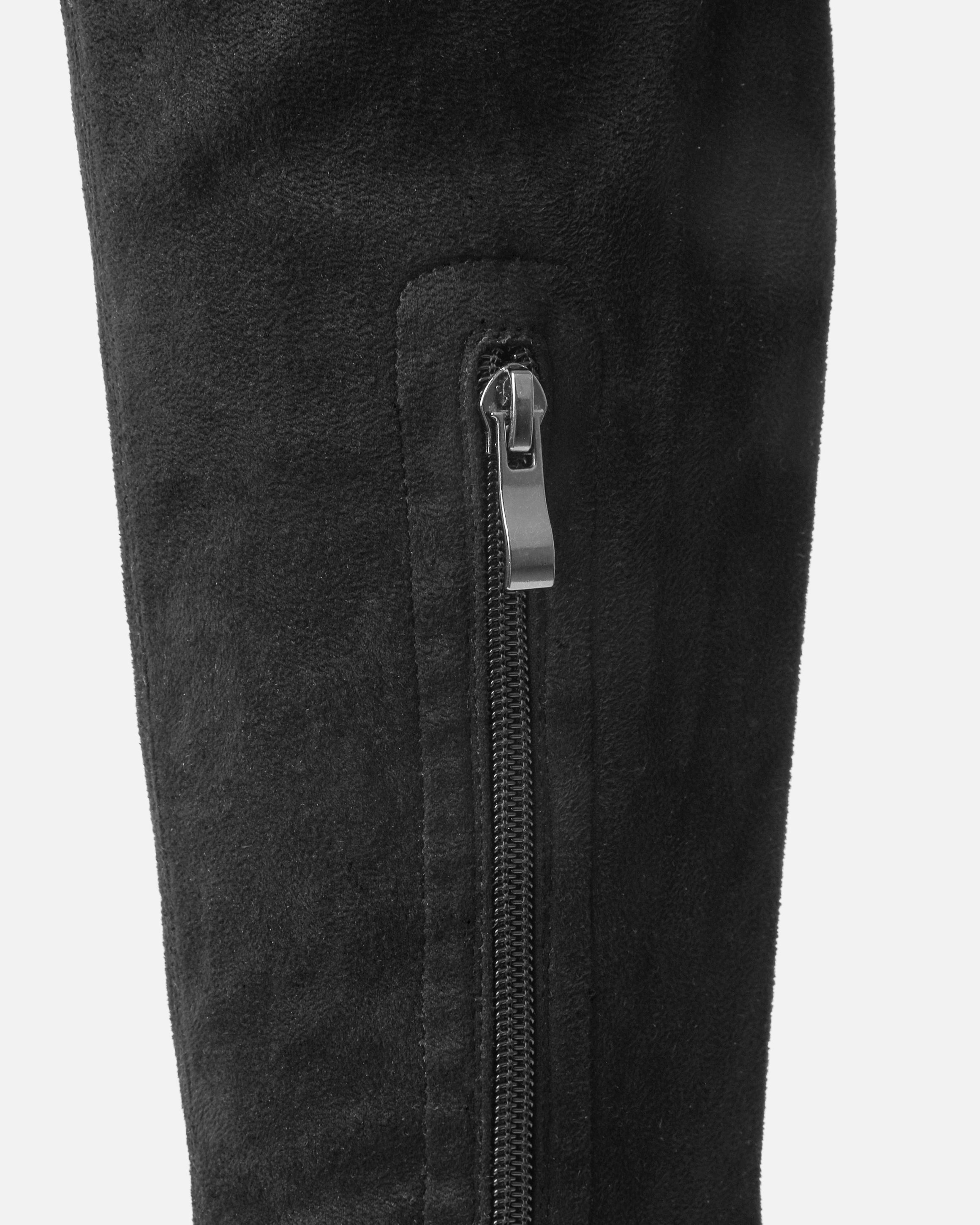 Dustin Black Faux Suede Stretch Flat Over The Knee Boots