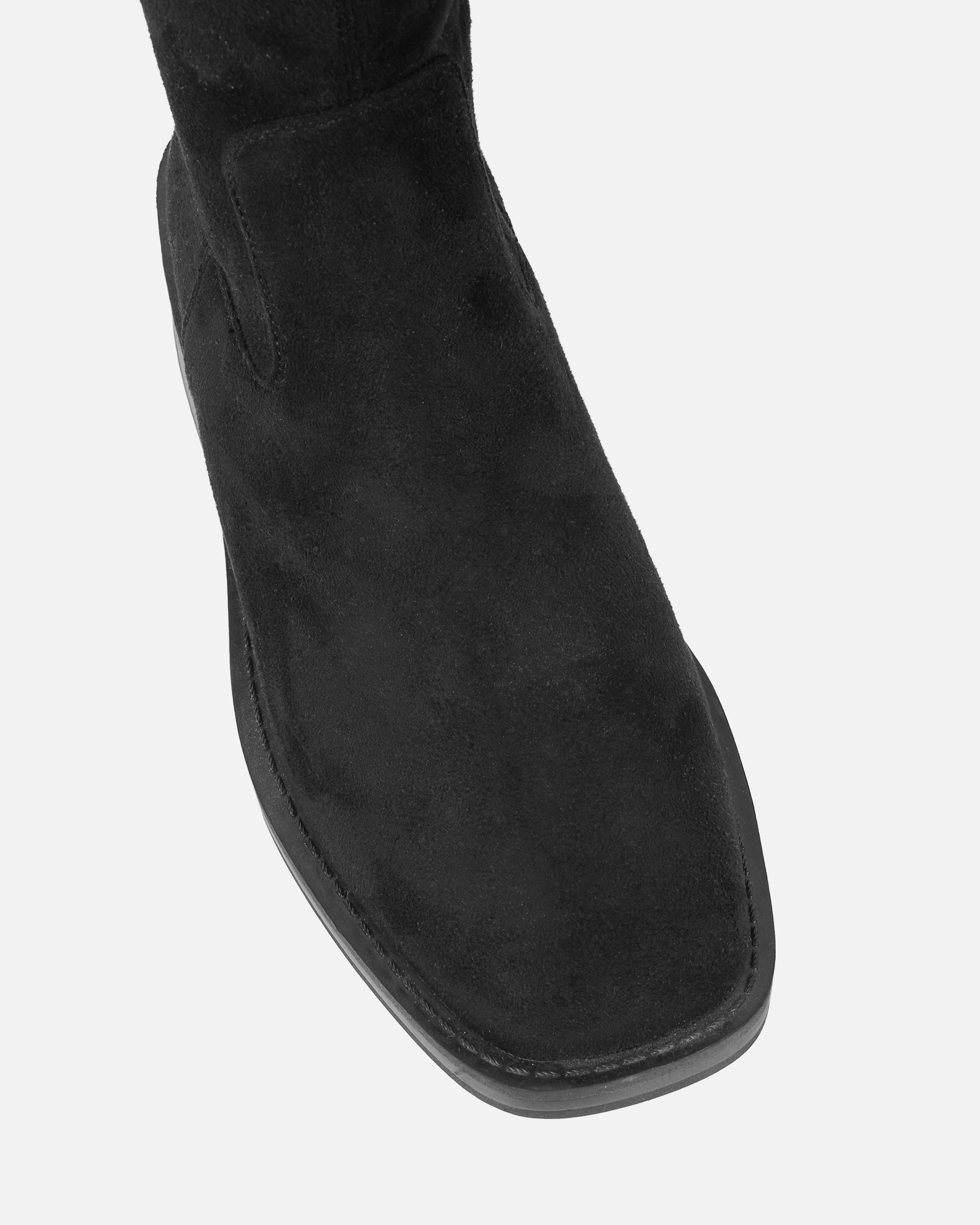 Dustin Black Faux Suede Stretch Flat Over The Knee Boots