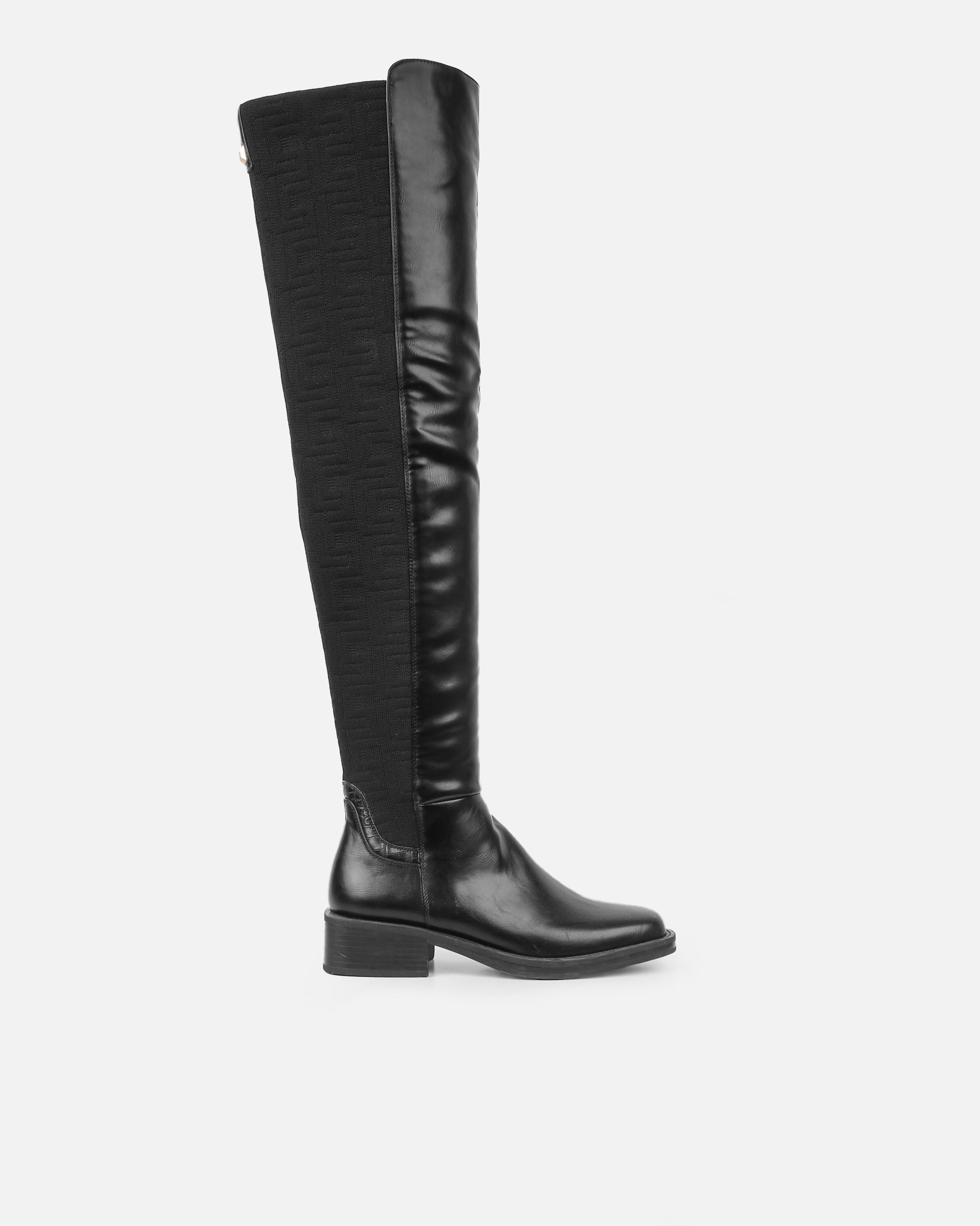 Darell Black Flat Over The Knee Boots